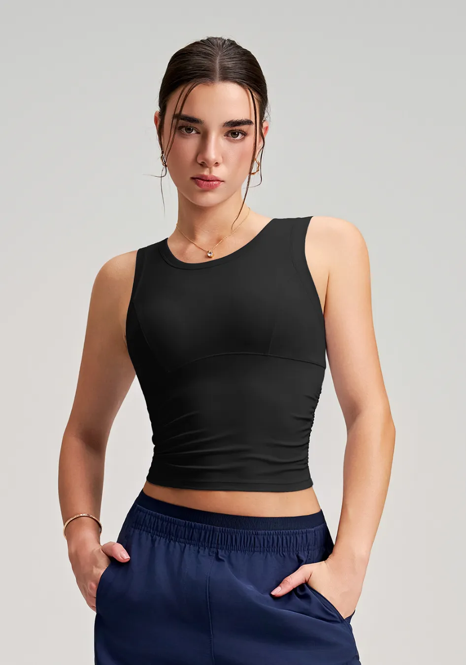 New Style Ruched Waist Slim-fit Yoga Fitness Vest