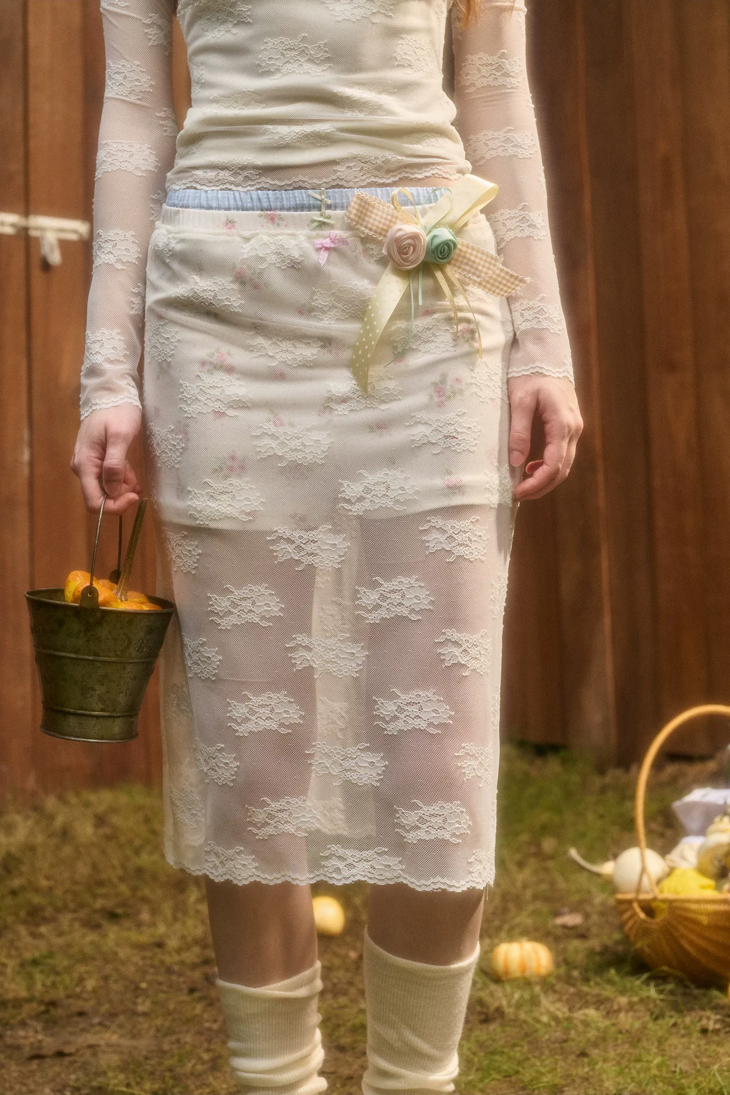 Stretch Lace Layered Skirt Set