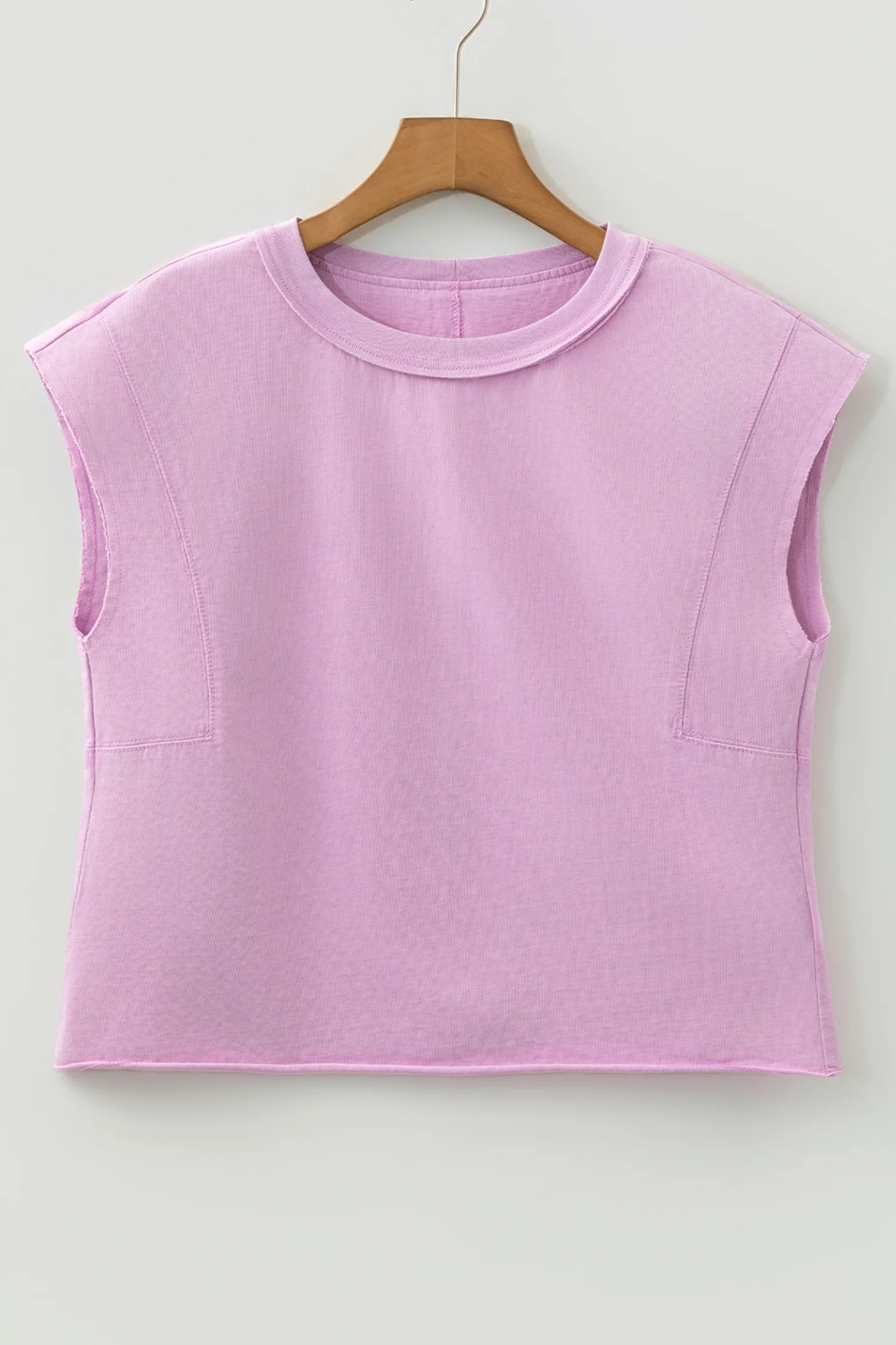 Casual Bright Pink Mineral Wash Boxy Fit Cotton Tank Top