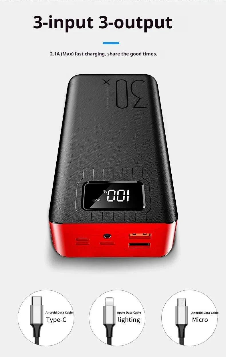 30000mAh Ultra-High Capacity Fast Charge Power Bank