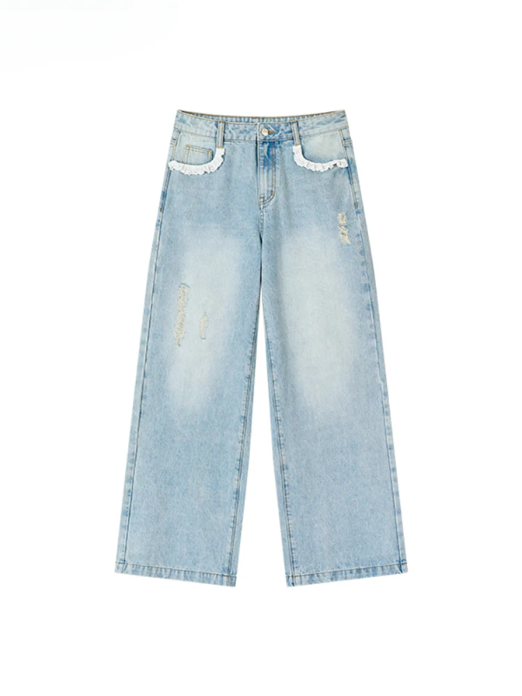 Lace Trim Vintage Jeans