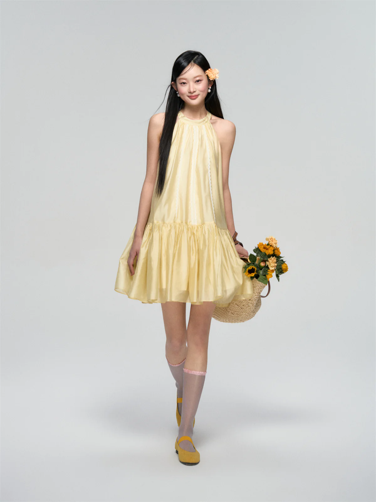 Halter Neck Tencel Lace Beach Dress