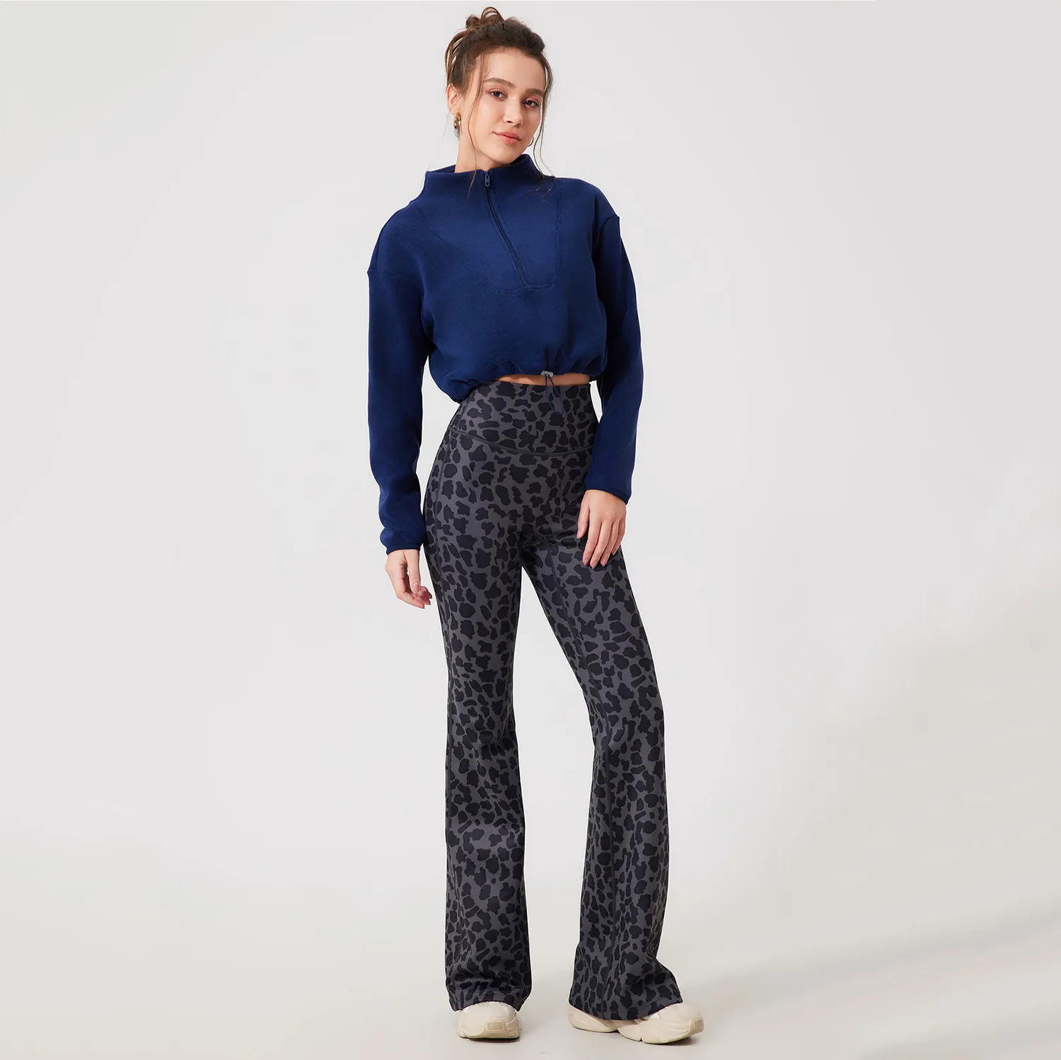 Leopard Fleece Flared Pants