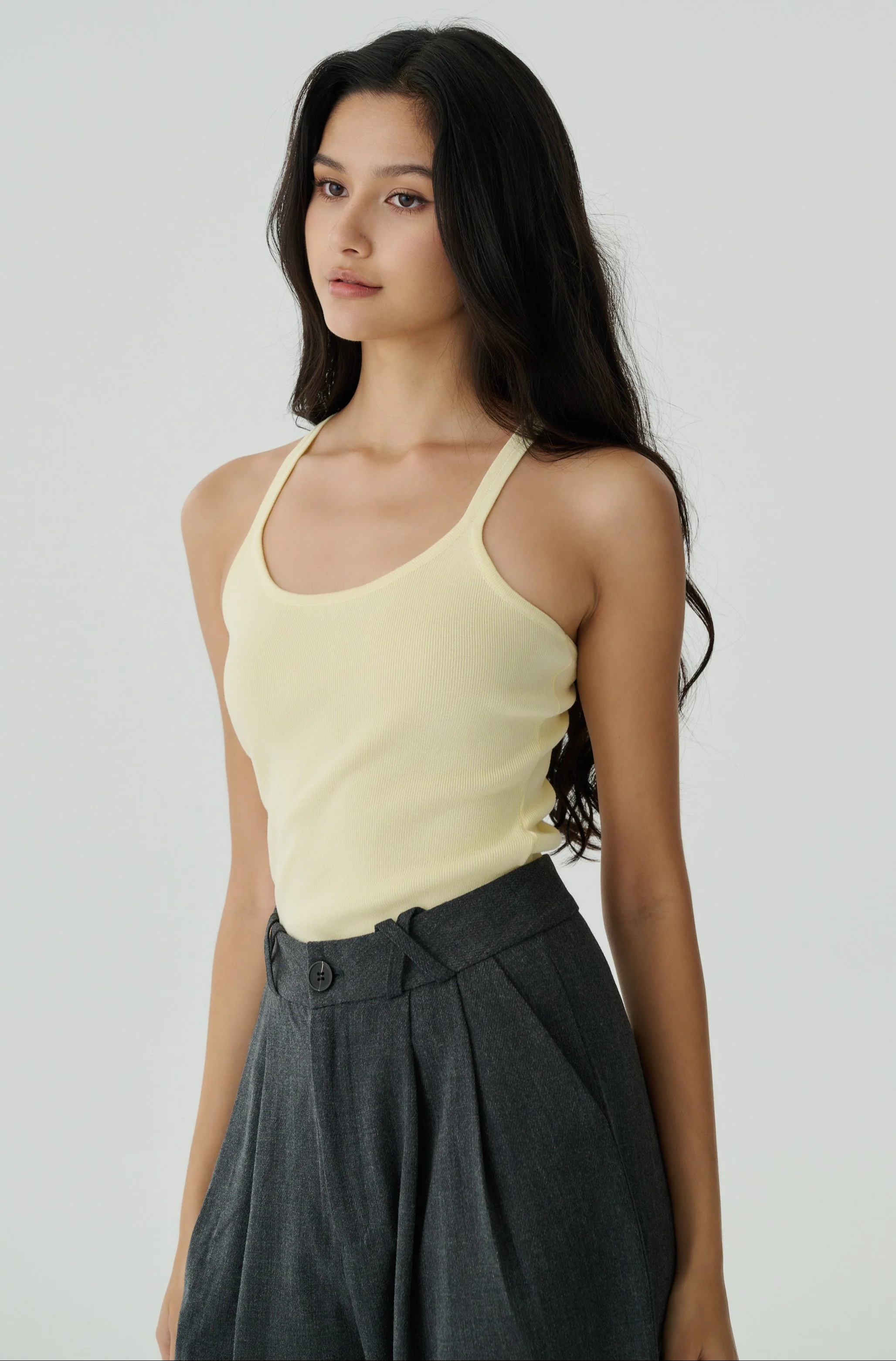 Quiet luxury knit top in yellow