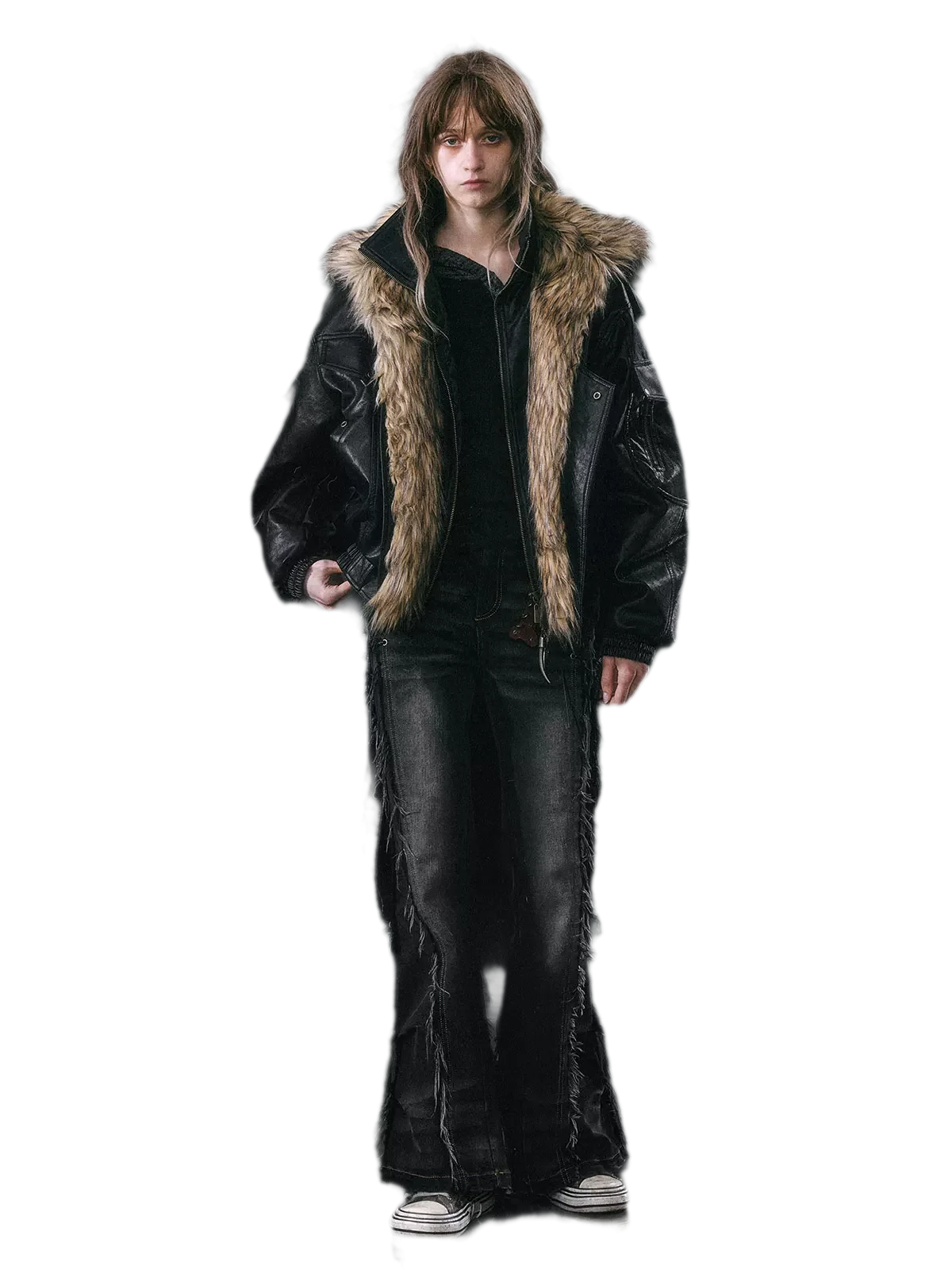 Detachable Fur Collar Flight Jacket