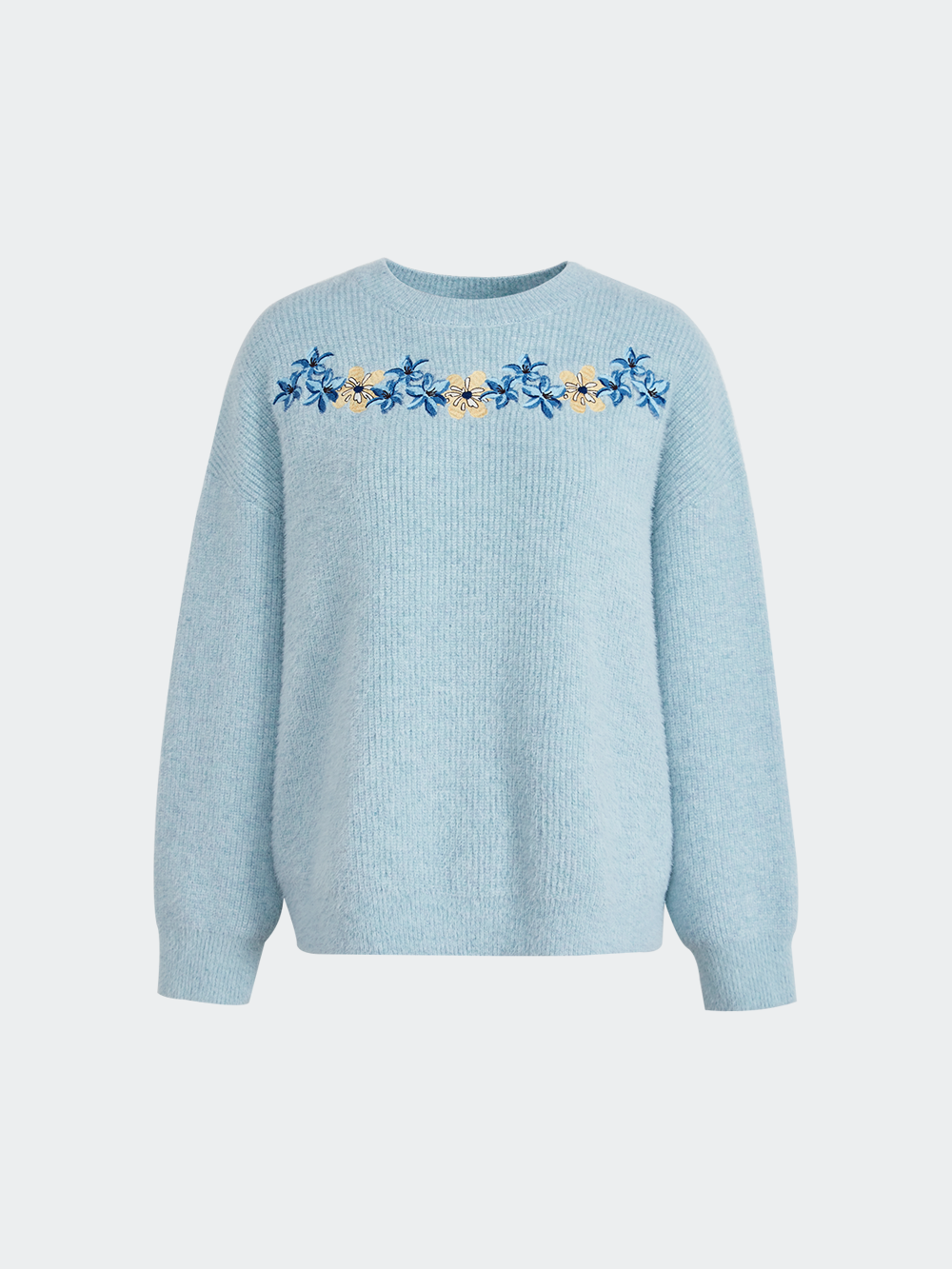 Embroidered Crew Neck Sweater