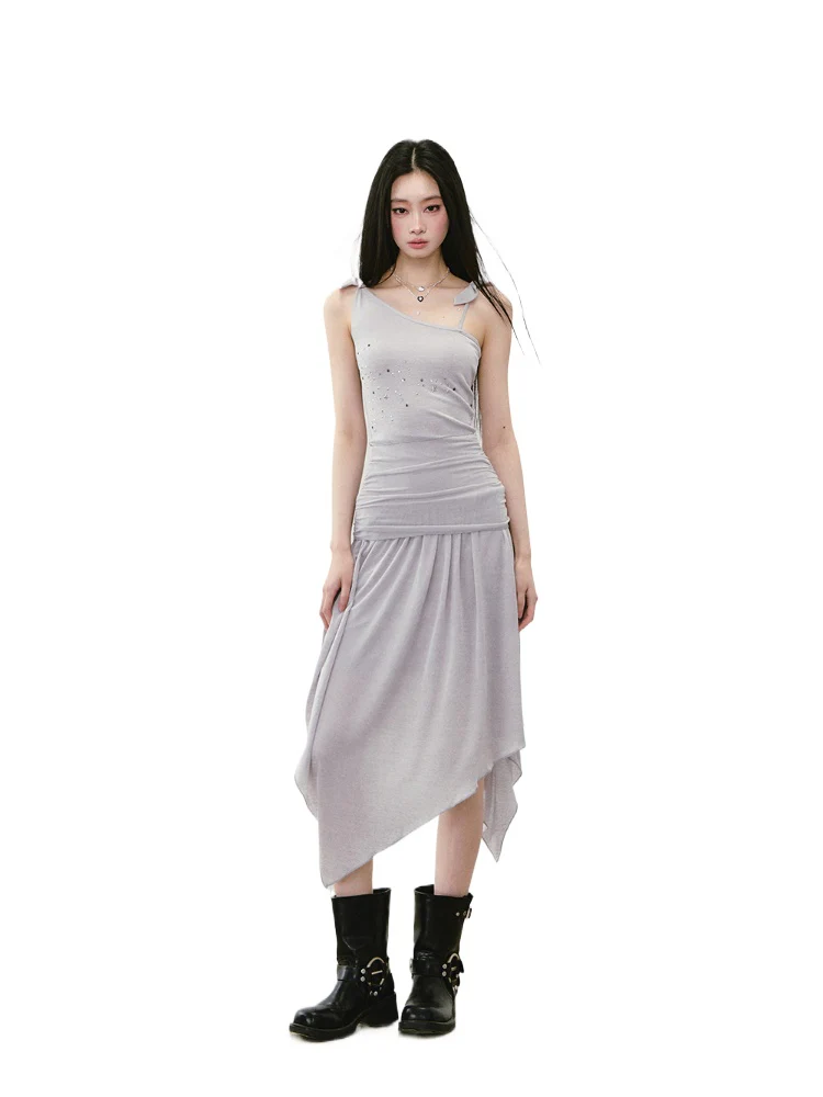 Beaded Strappy Asymmetric Dress