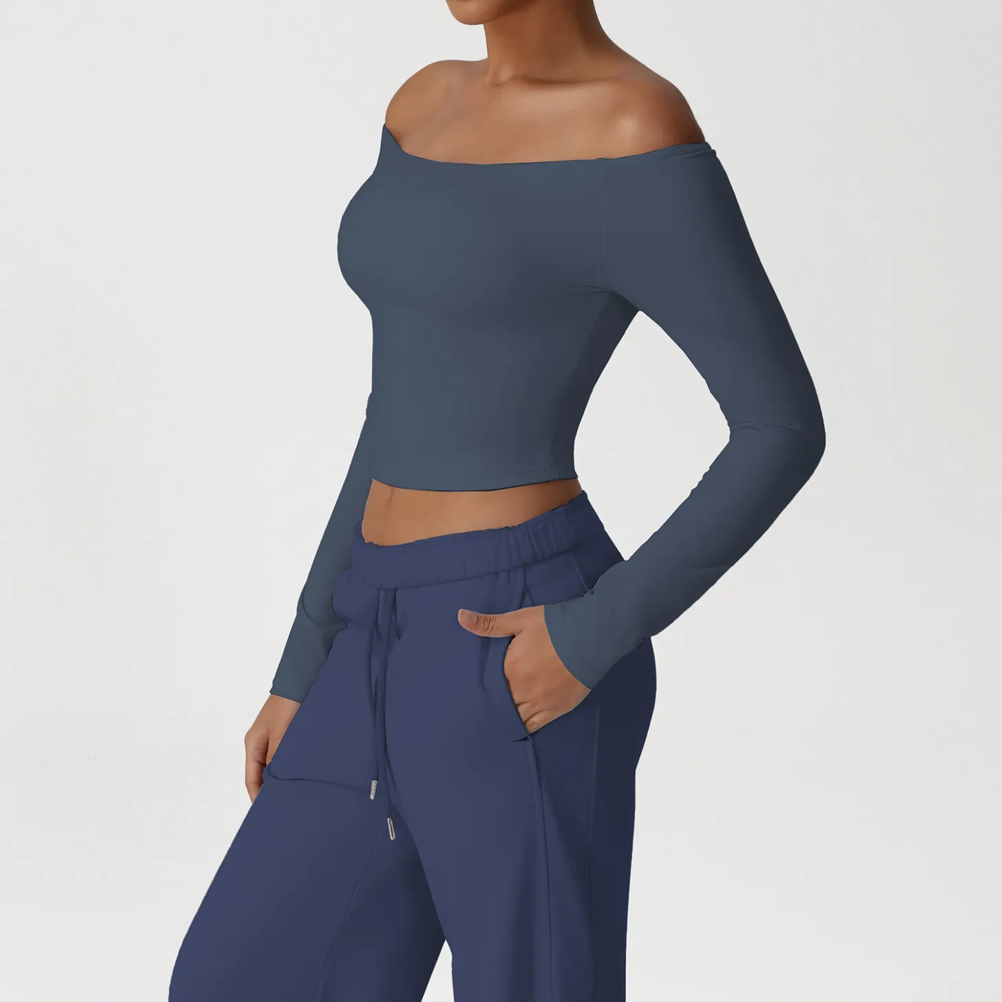 Yoga Long Sleeve Off-shoulder Top