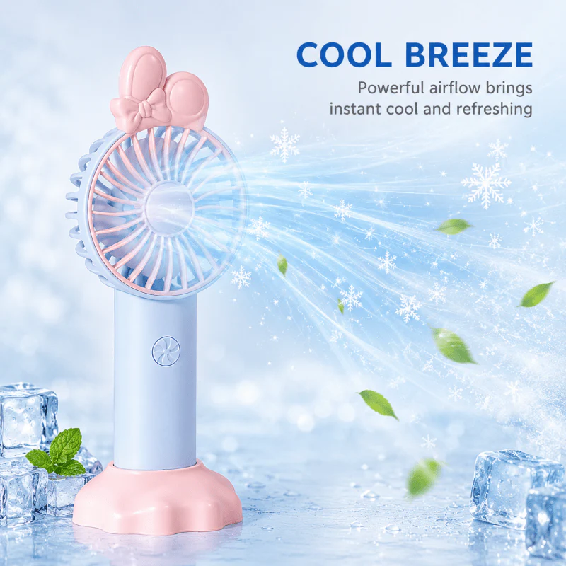 Blue Mini Handheld Fan with Phone Holder Base Rechargeable Personal Fan Pocket Fans