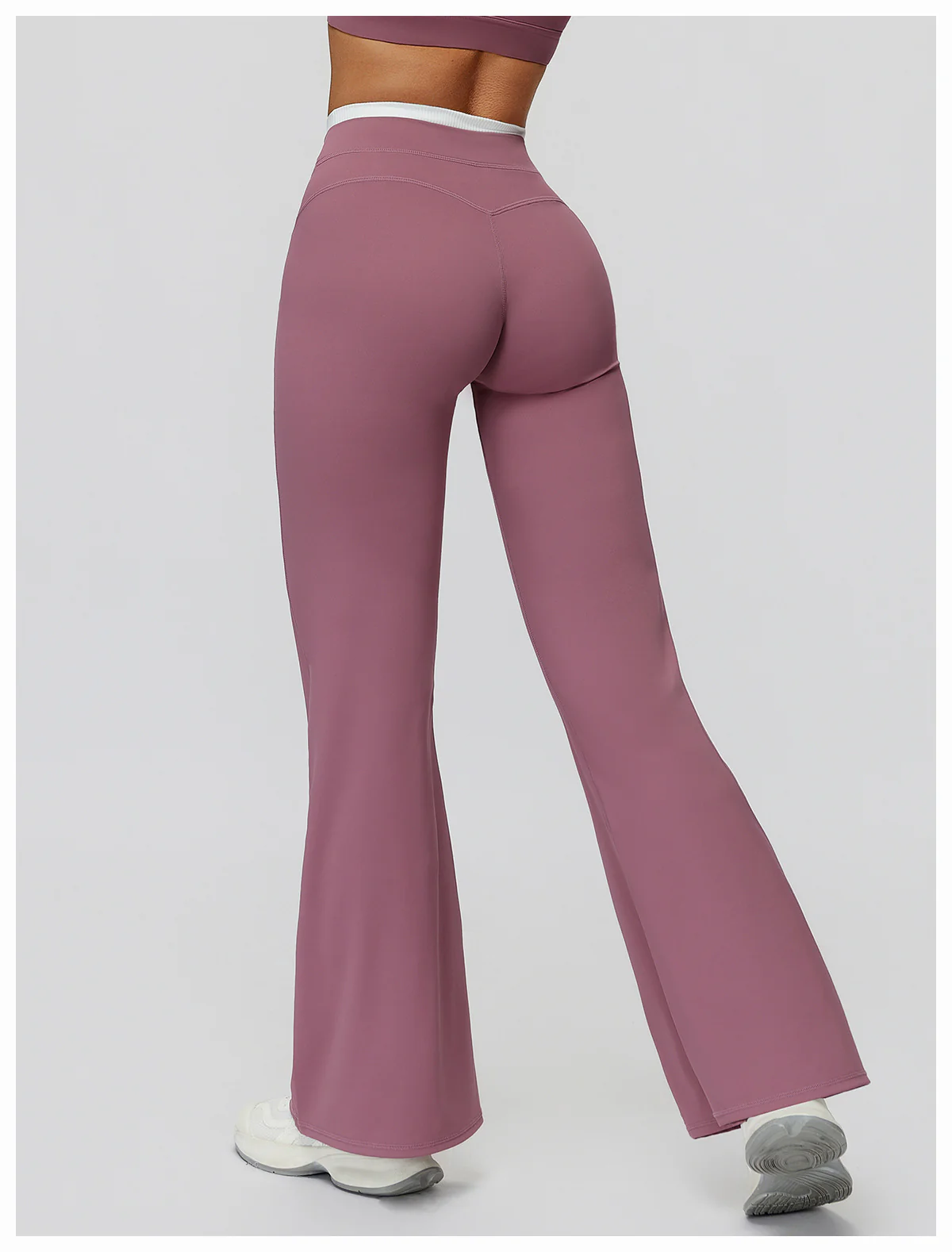 Contrast Color Fake Two-Piece Flared Yoga Pants for Women ZC3129