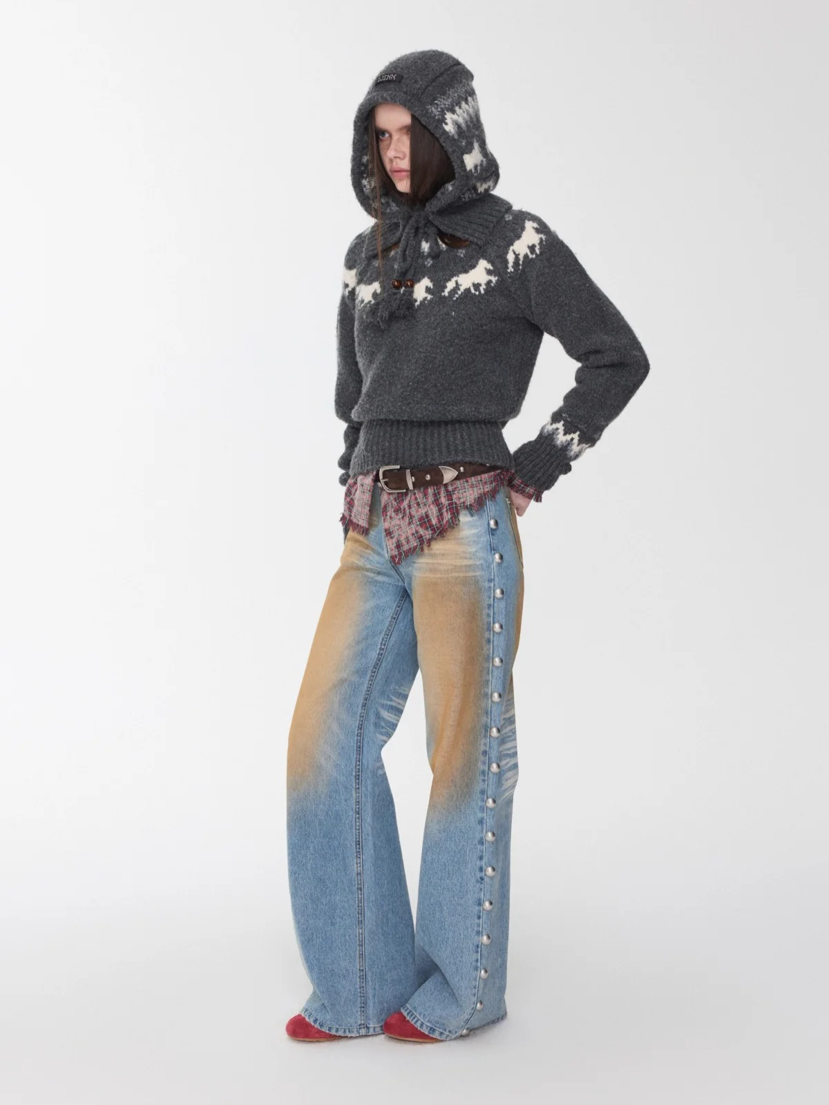 Fair Isle Pony Jacquard Chunky Knit Sweater