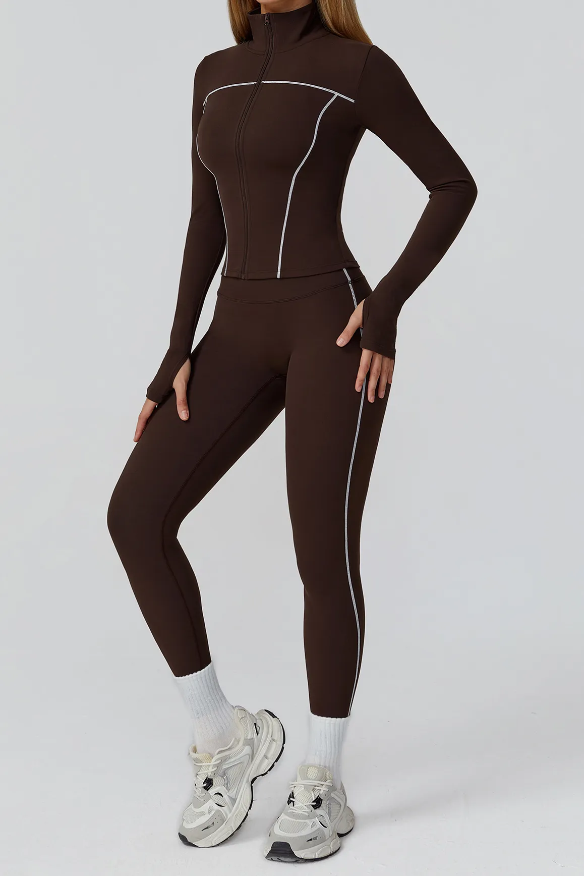 Contrast Color Slim Yoga Jacket