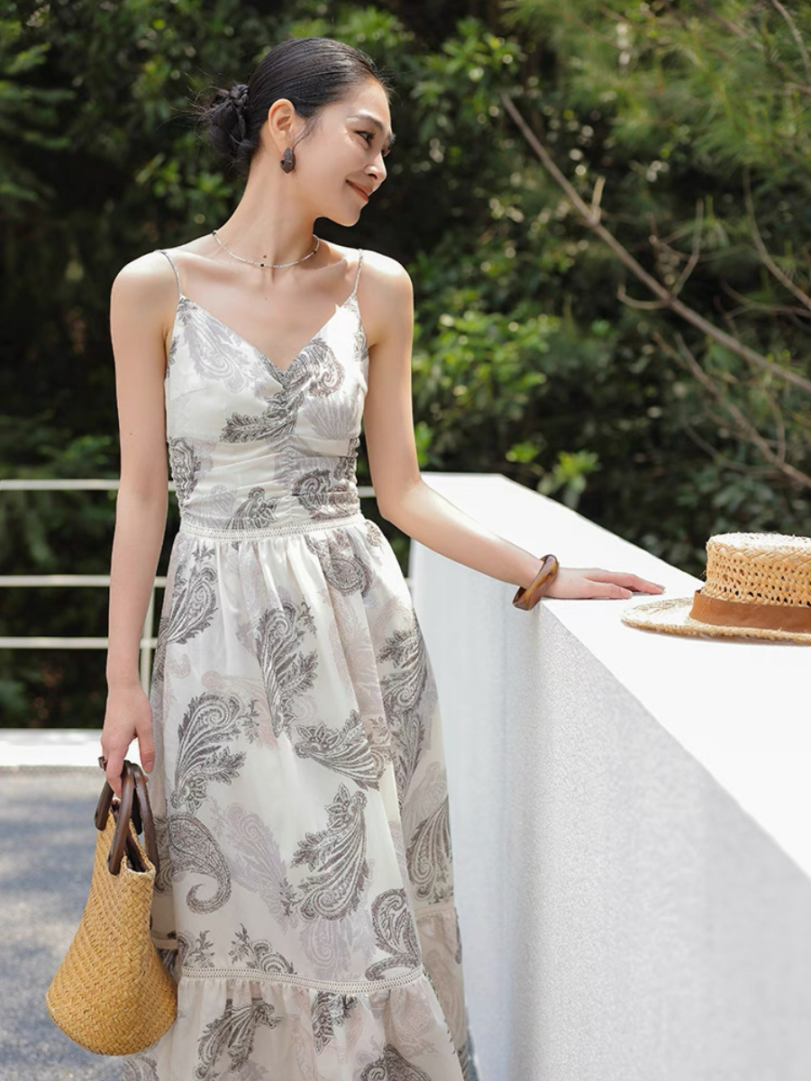 Margey Feather Print Cami Dress