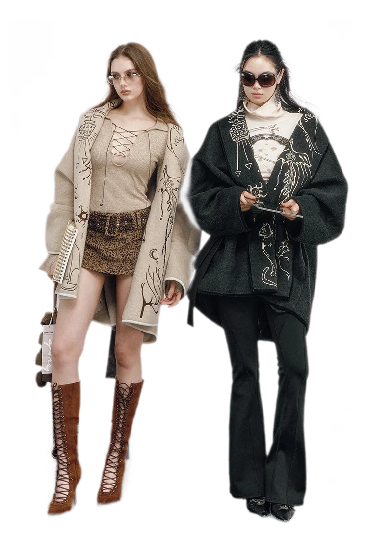 Heavy Embroidered Double-Sided Coat