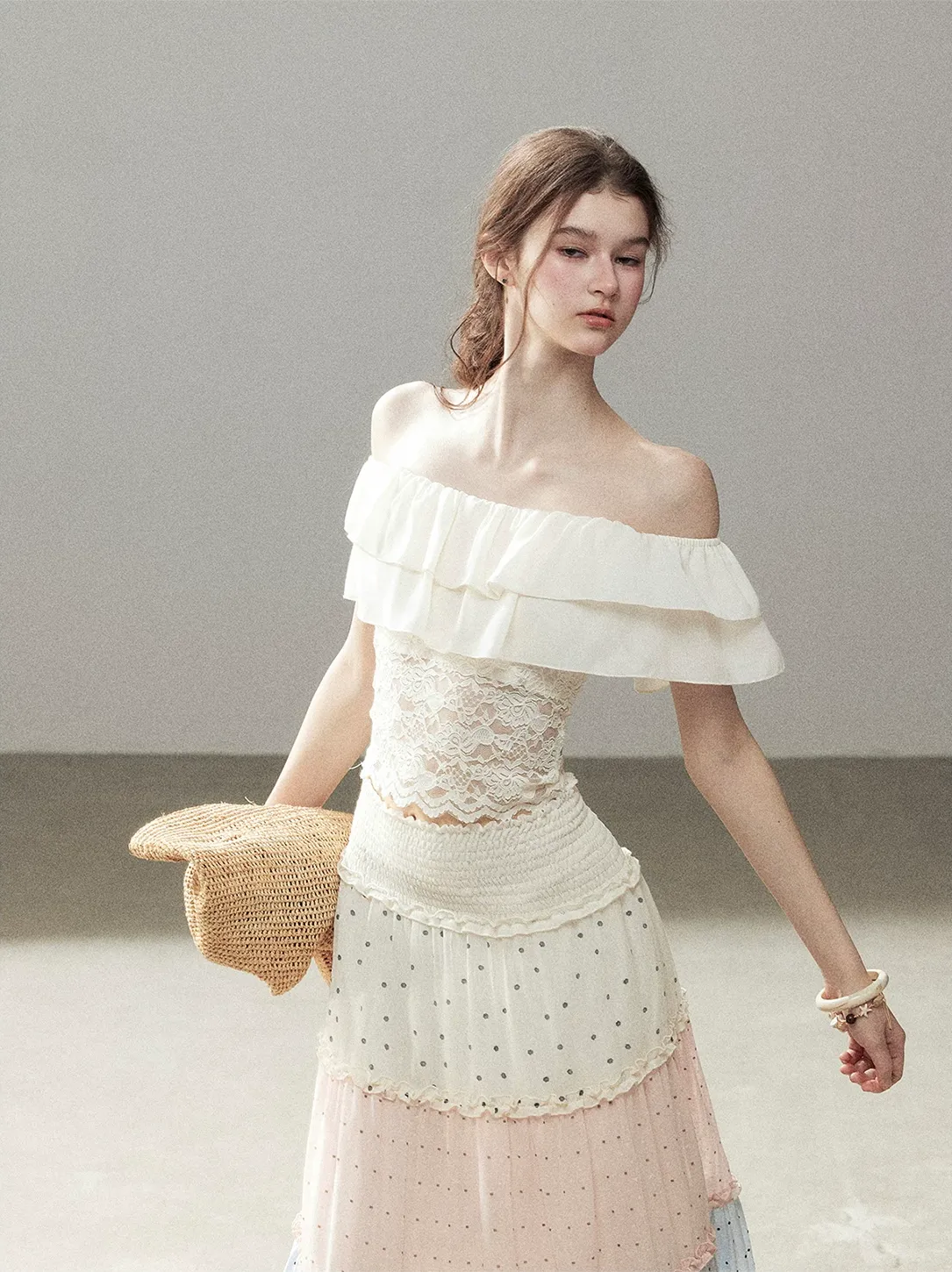 Ruffle Lace Off-Shoulder Top