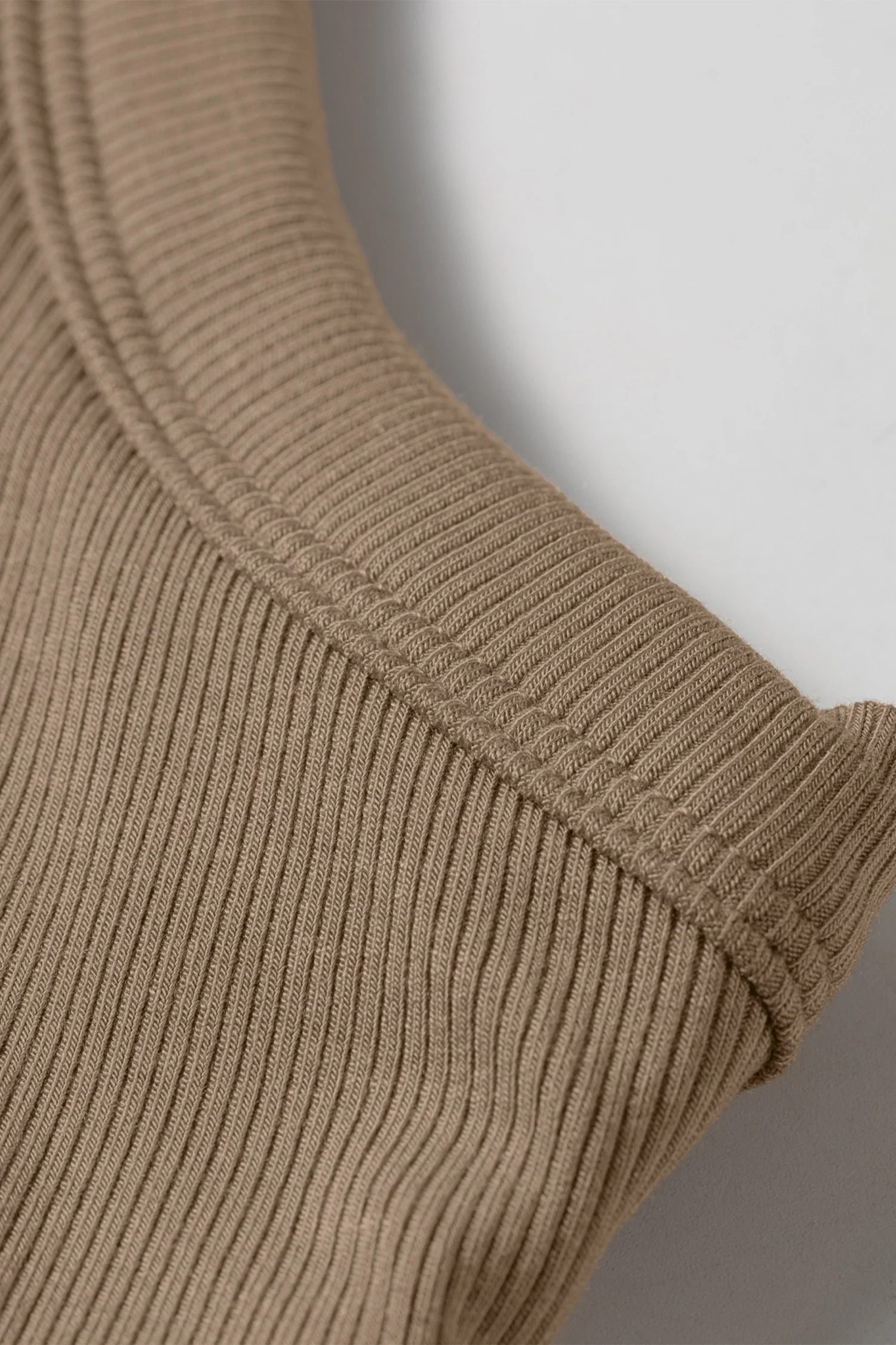 Summer Dark Khaki Slim Ribbed Padded Tank Top