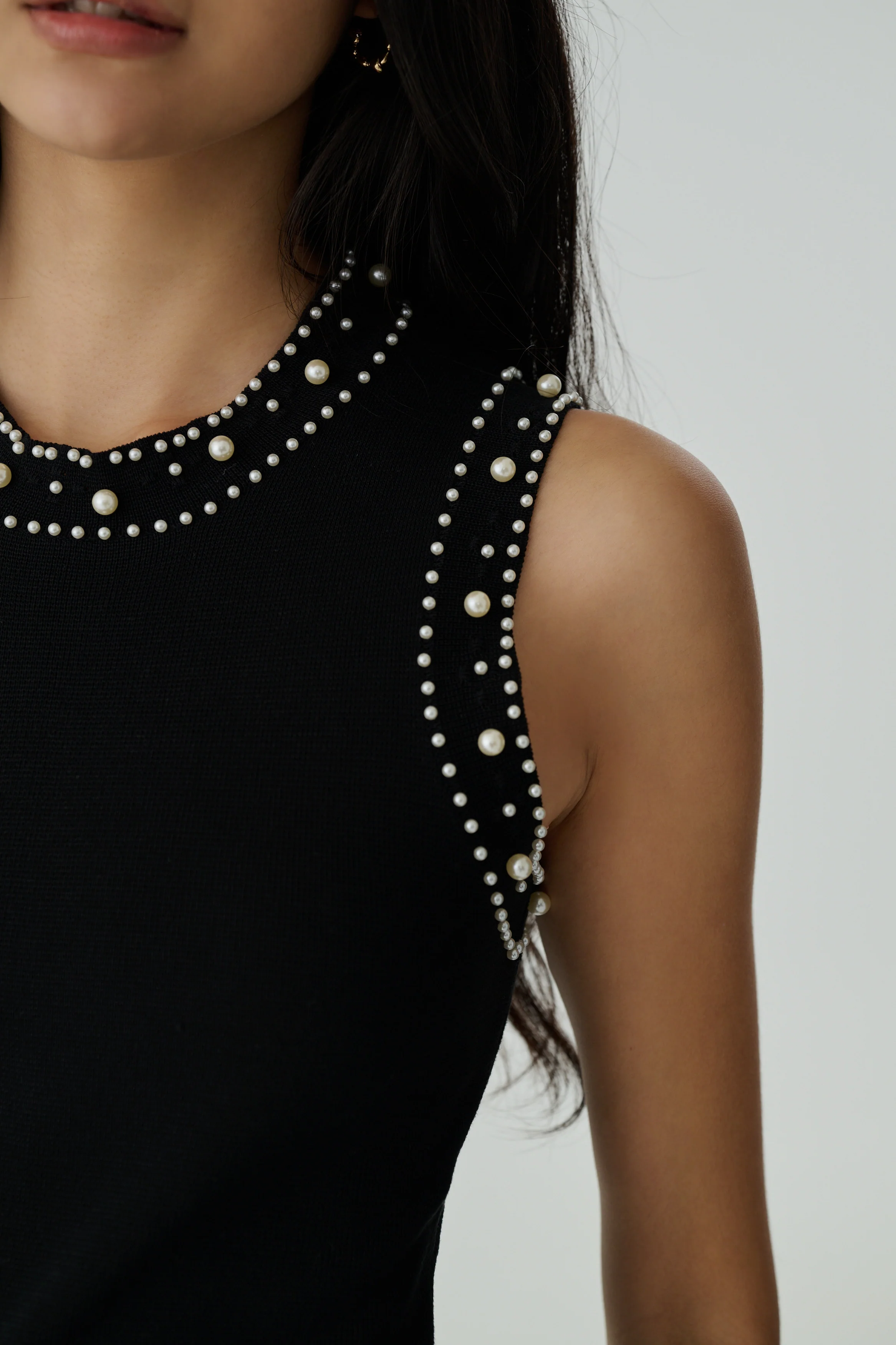 Hand beaded embroidery knit mini dress
