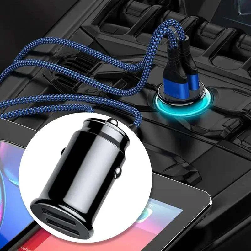 Dual USB Fast Car Charger 3.1A Compact Adapter