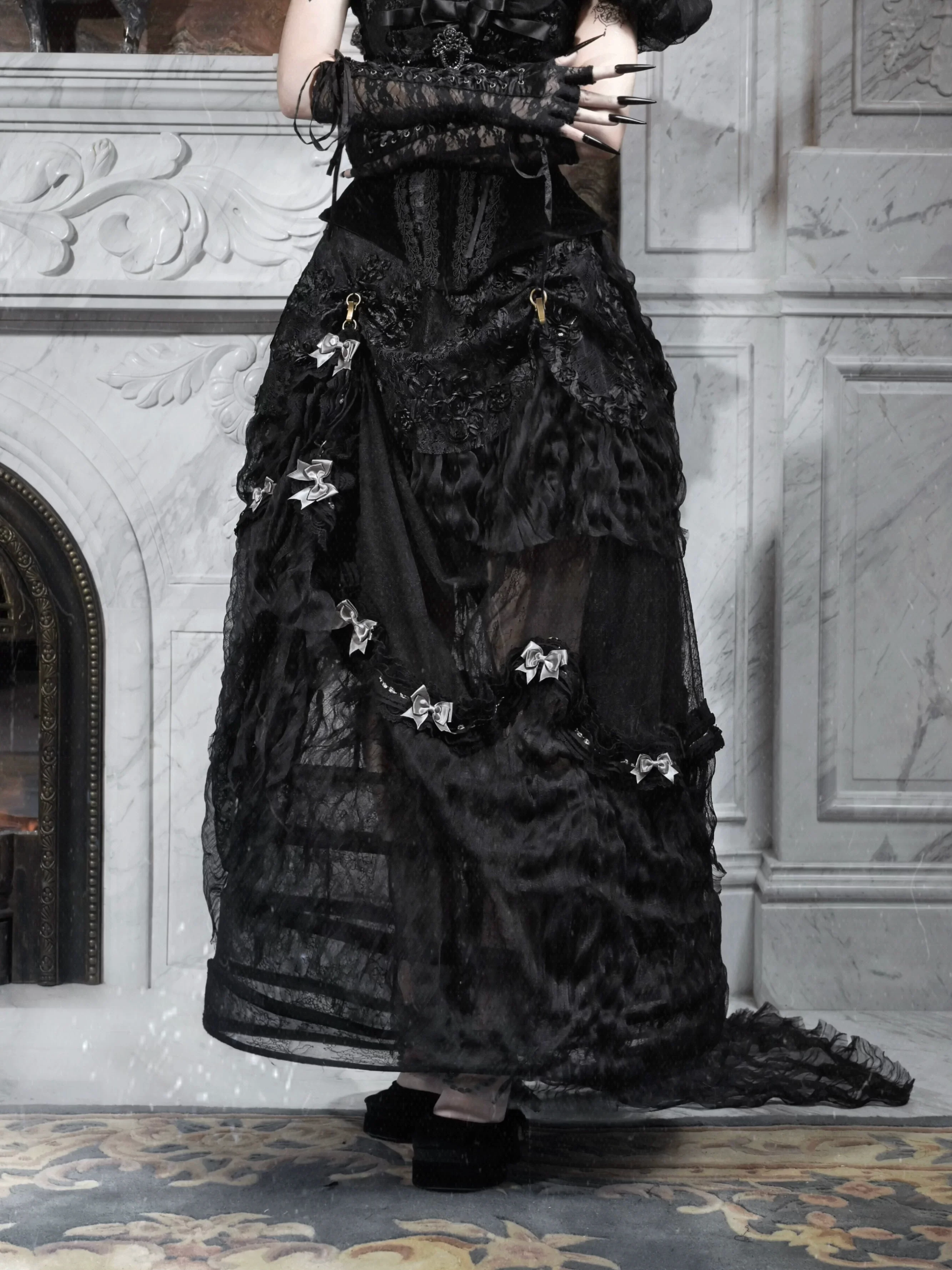Gothic Bustle Train Skirt