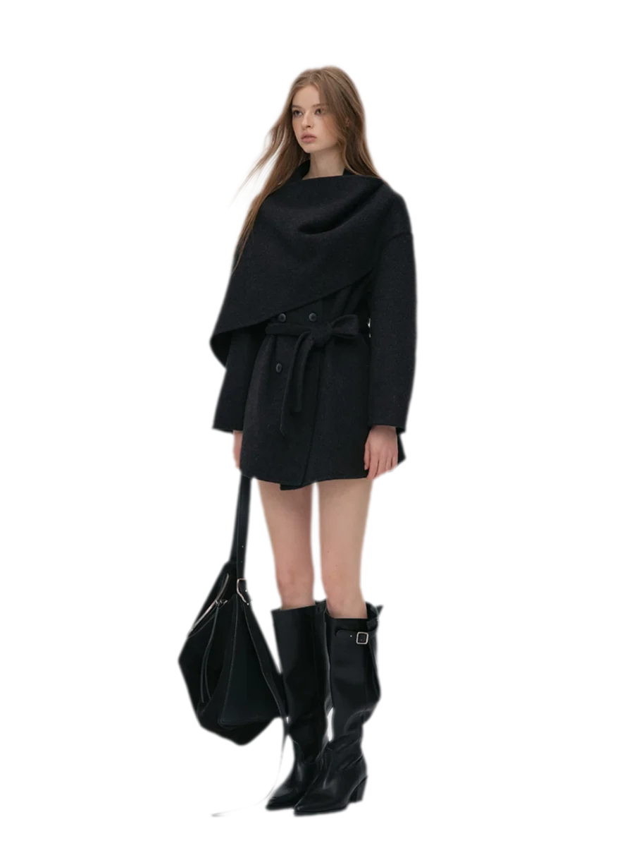 Double-Faced Wool Cape Coat