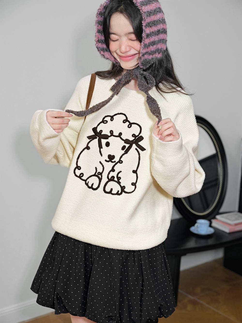 Fluffy Dog Graphic Sweater