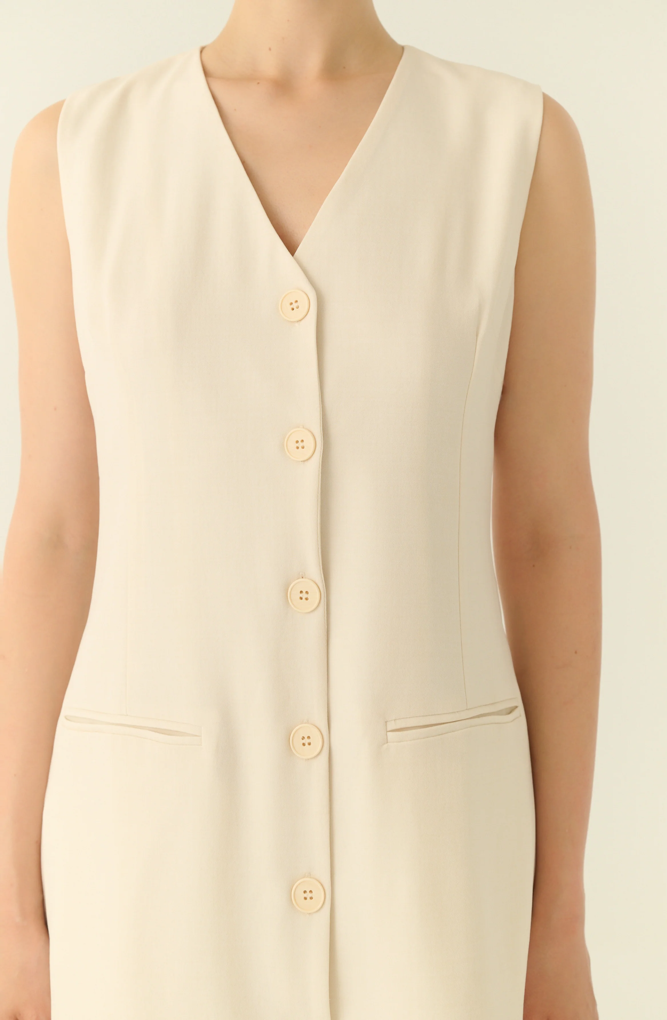 The parisian button down shift dress in beige