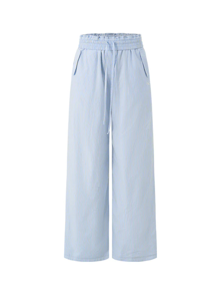 Striped Jacquard Mid - Rise Drawstring Trousers
