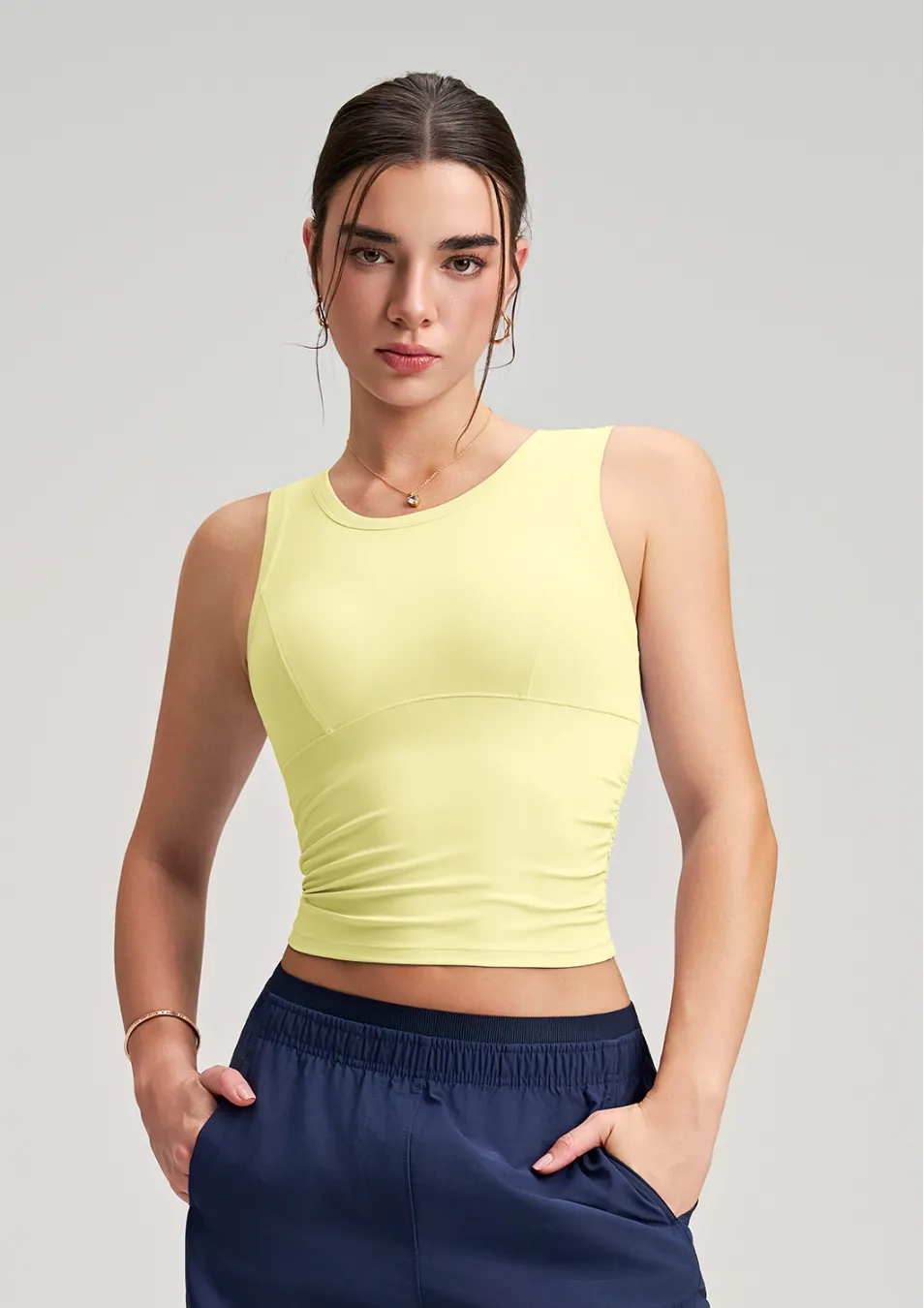 New Style Ruched Waist Slim-fit Yoga Fitness Vest