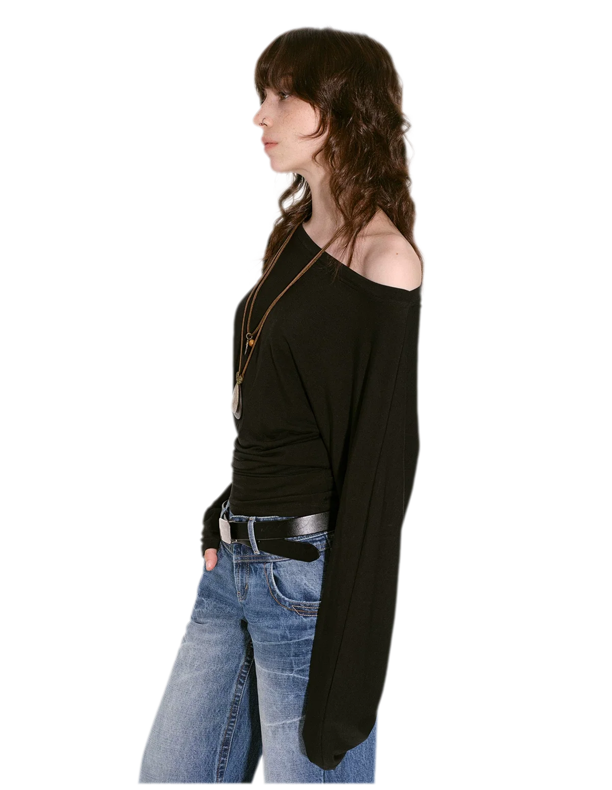 Lyocell Off-Shoulder Cropped Top