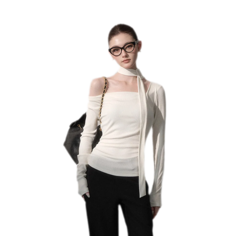 Ribbon Asymmetric Knit Top