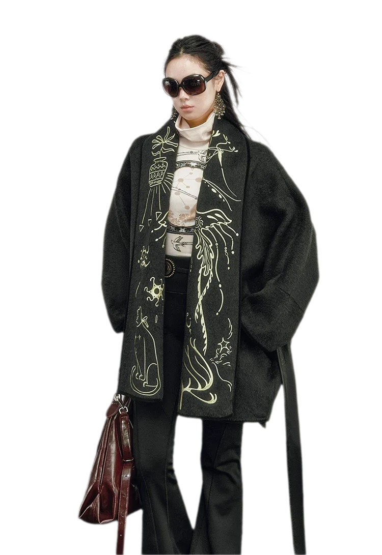 Heavy Embroidered Double-Sided Coat