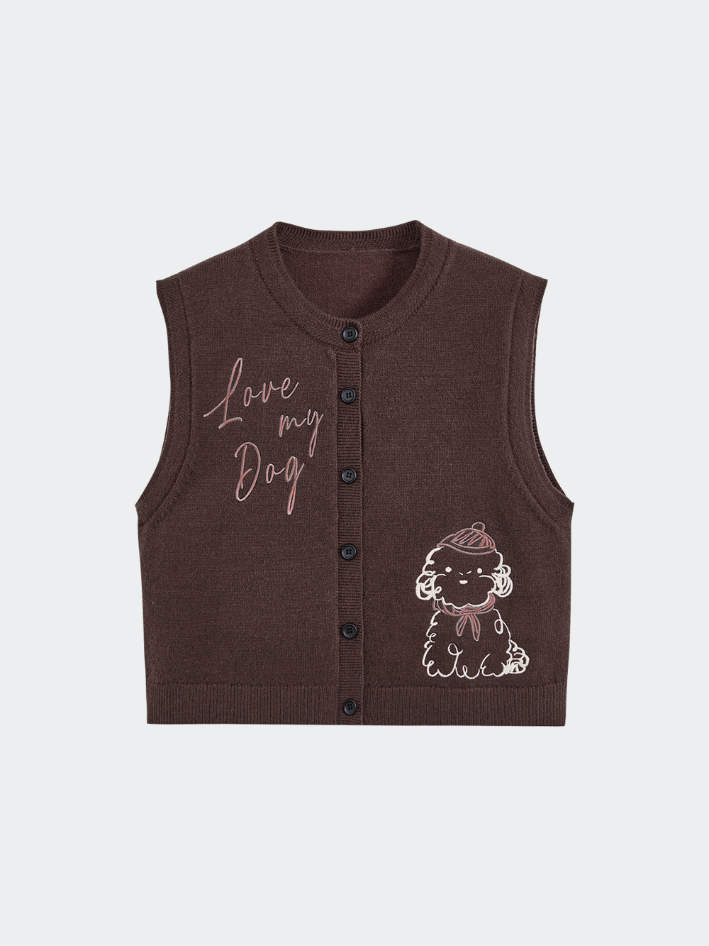 Embroidered Dog Knit Vest