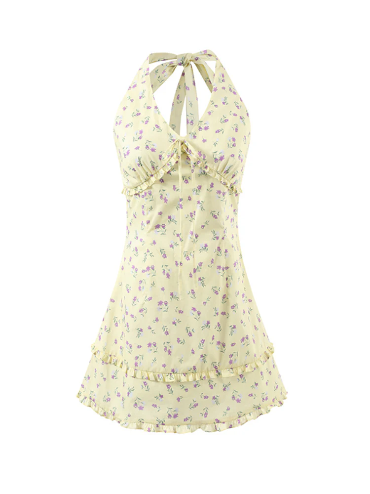 Ruffled Halter Strapless Dress