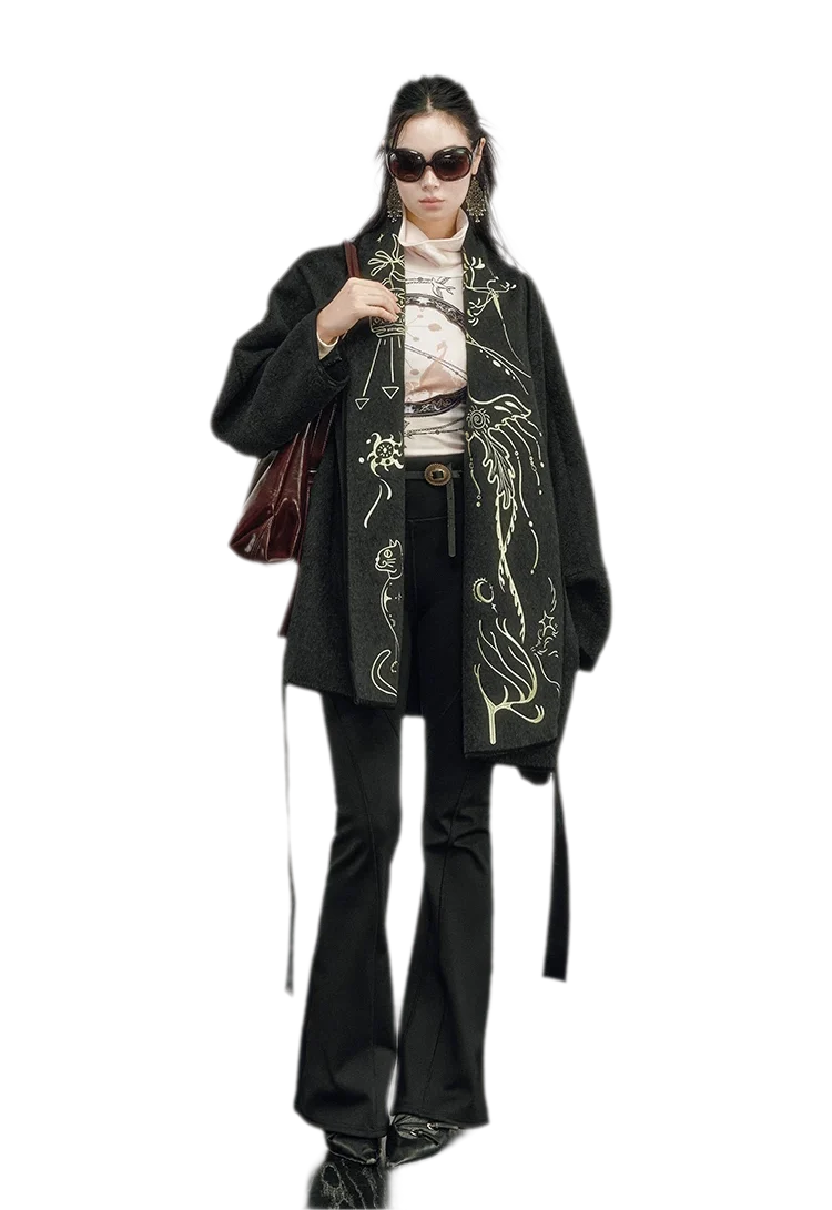 Heavy Embroidered Double-Sided Coat