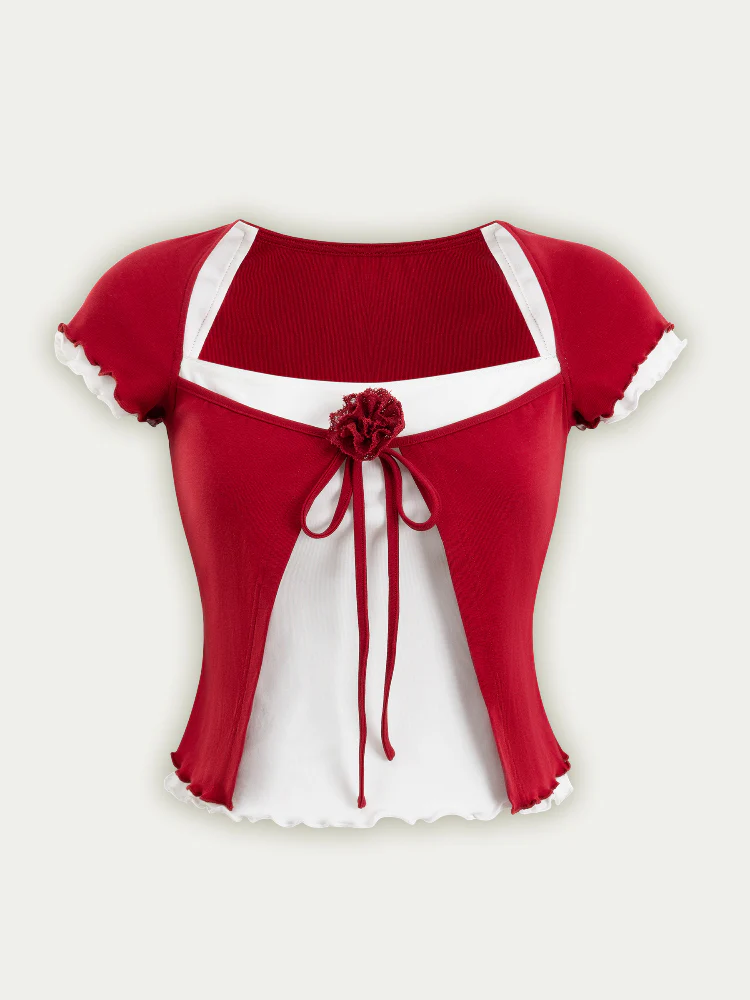 Contrast Fake Two-piece Short-sleeve T-shirt