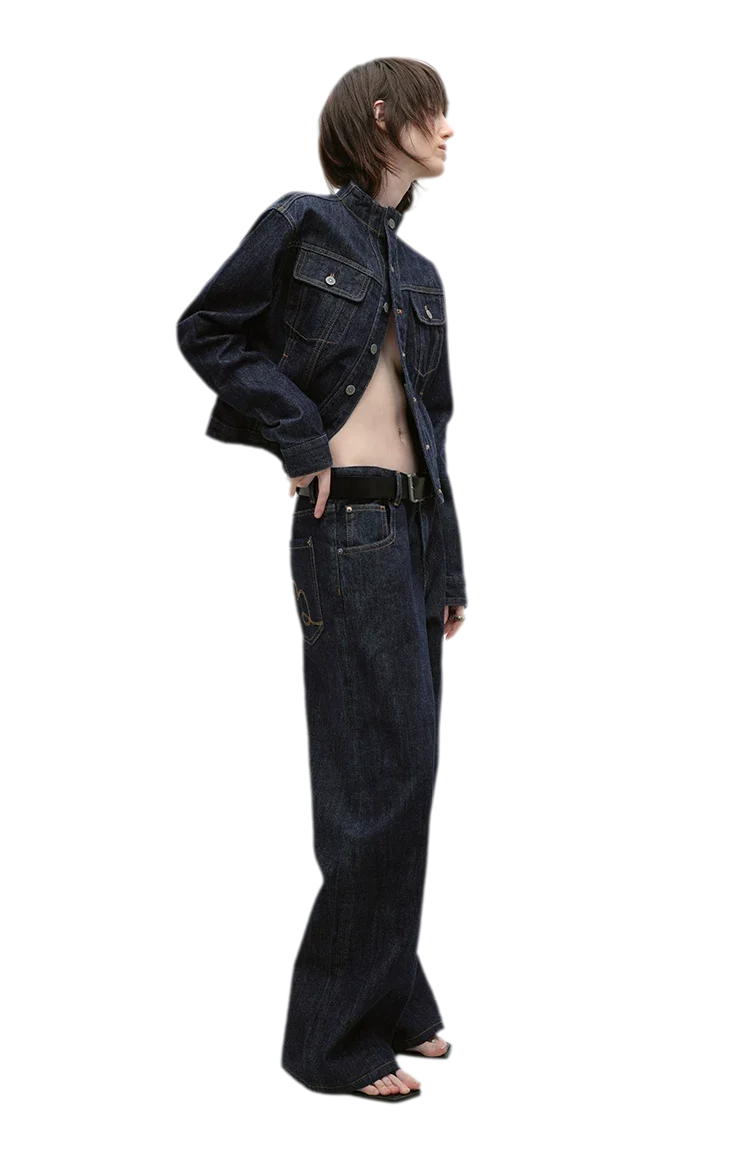 Redline Cropped Raw Denim Jacket