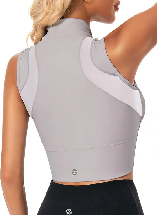 Half-Zip Stand-up Collar Crop Tank
