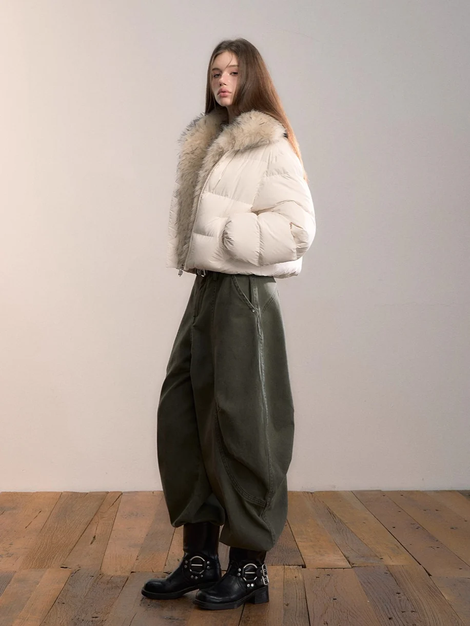 Army Green Relaxed Wide-Leg Pants