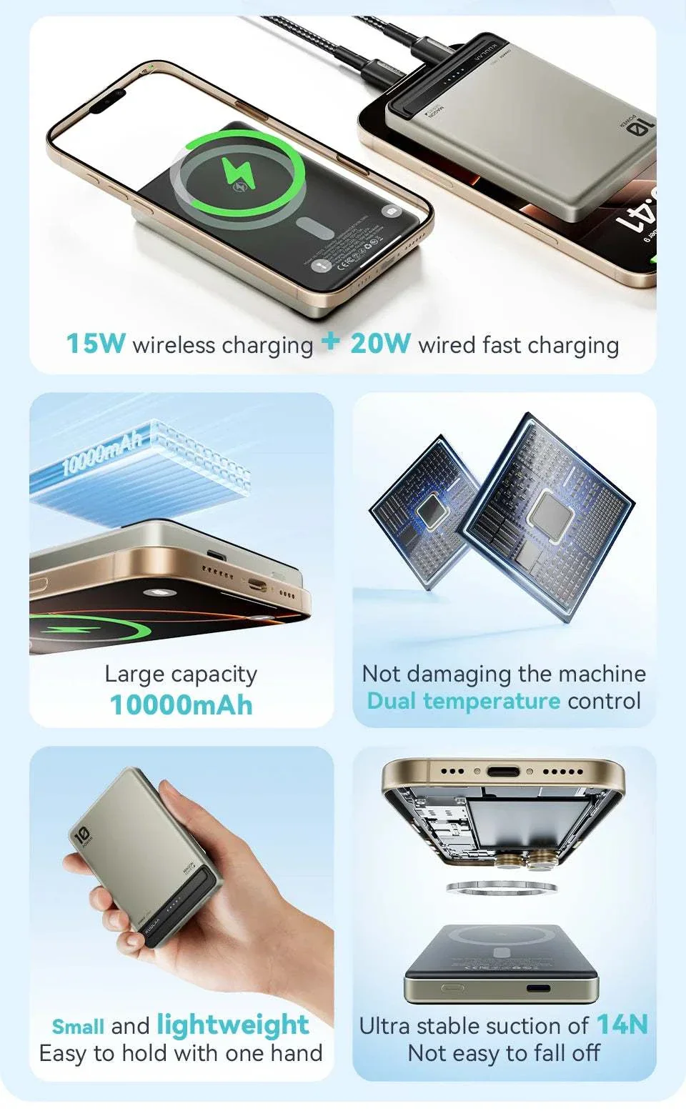 MagStream 10000mAh Magnetic Wireless Fast Charge Power Bank