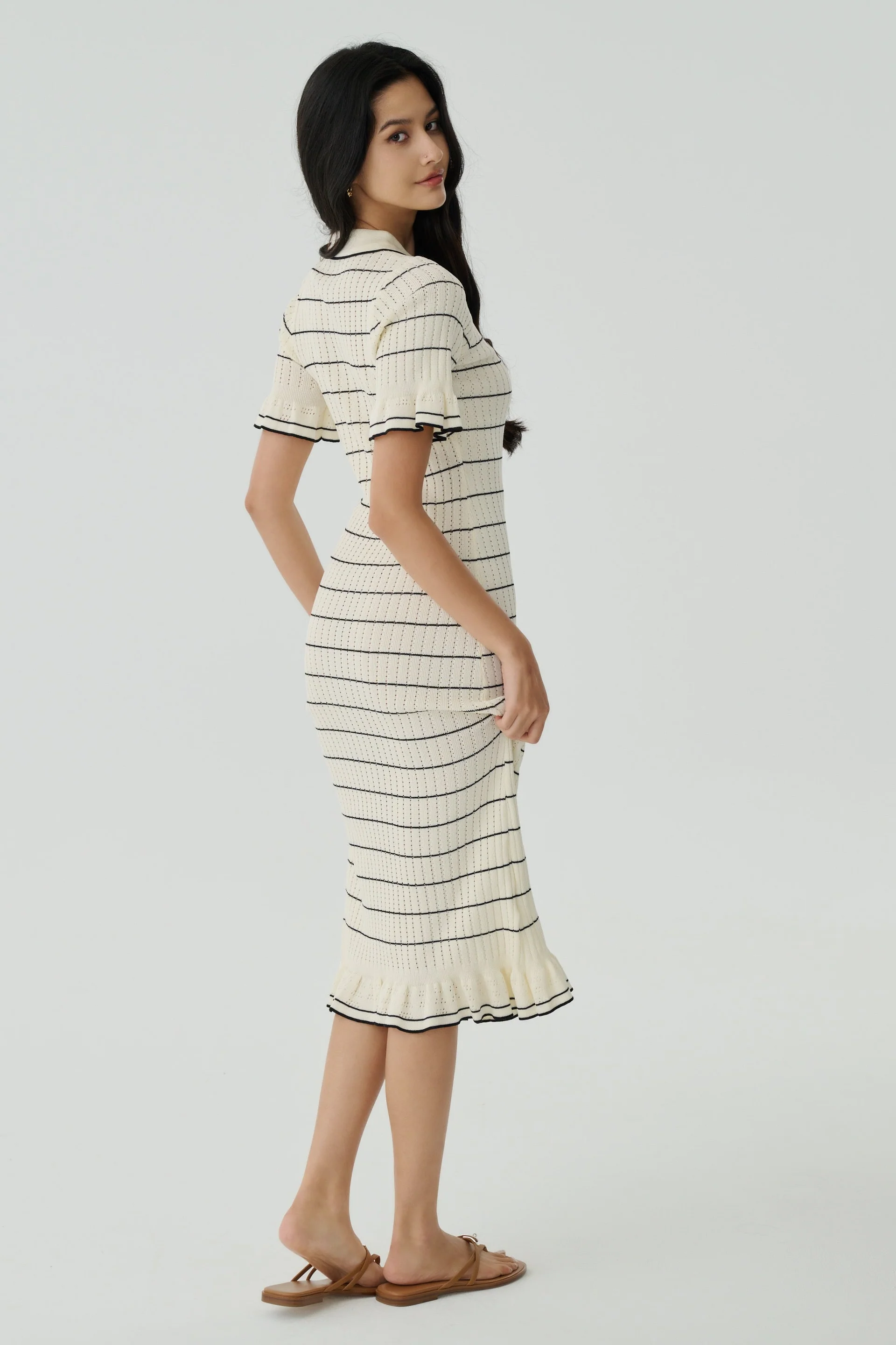 Raffles garden stripes knit dress