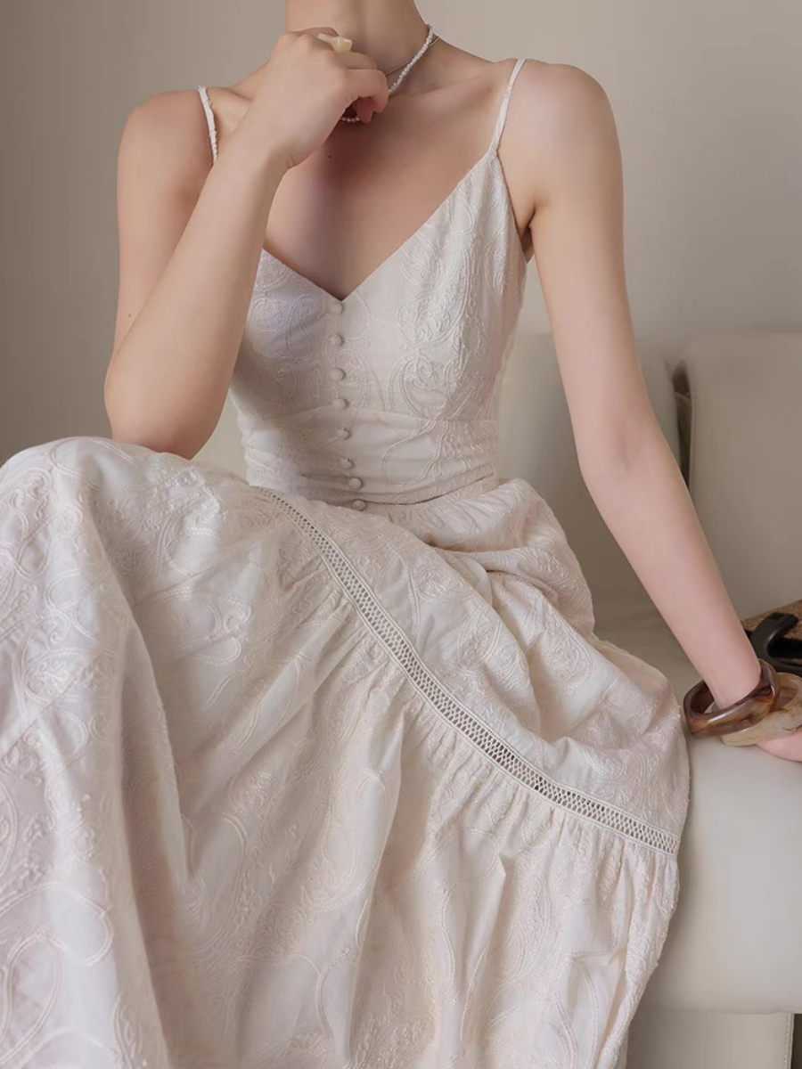 Xitalic Layered Graceful Embroided Flare Cami Dress