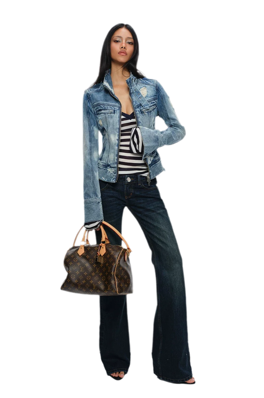Distressed Cropped Denim Jacket