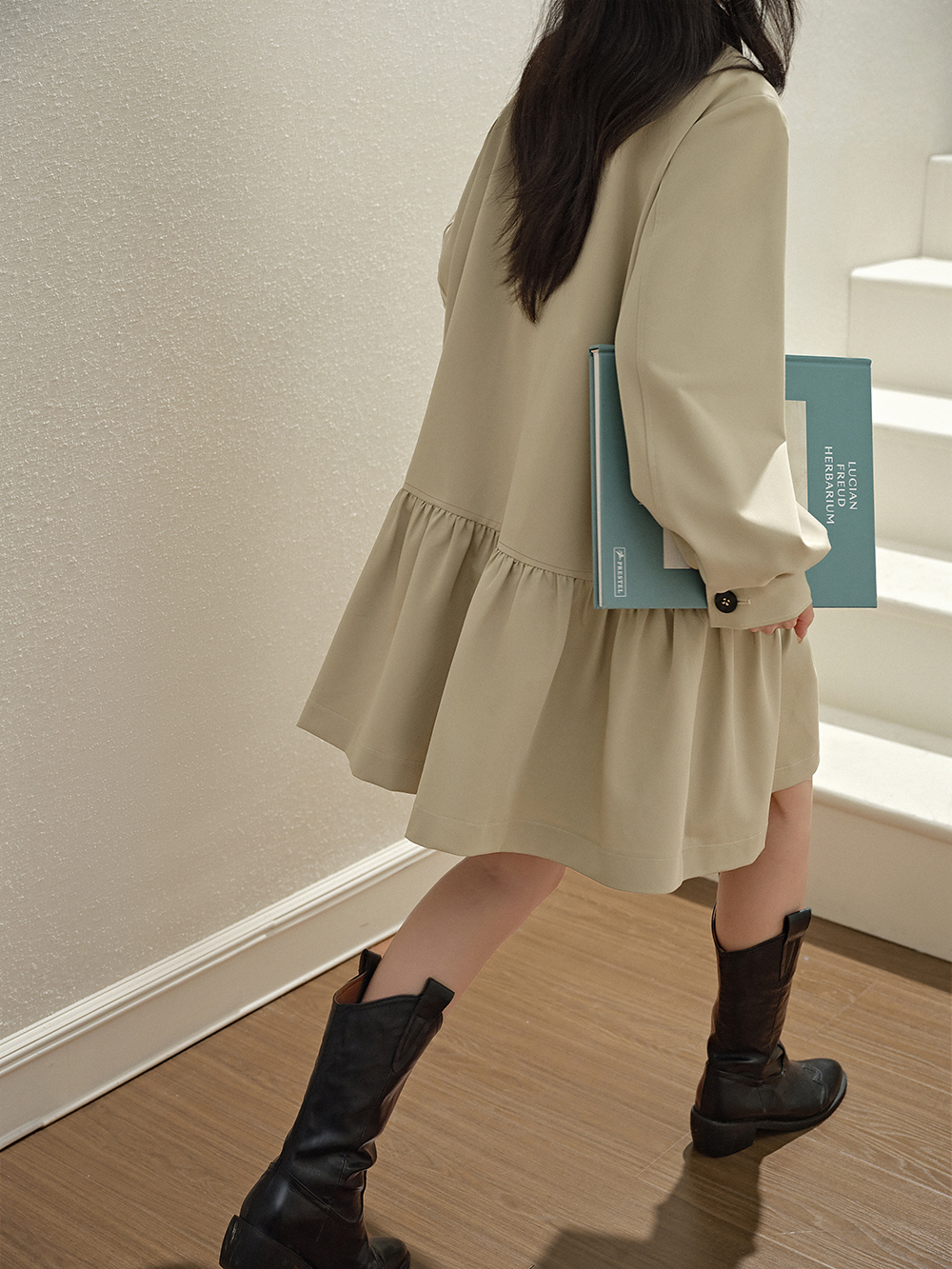 Ruffled Hem Coat