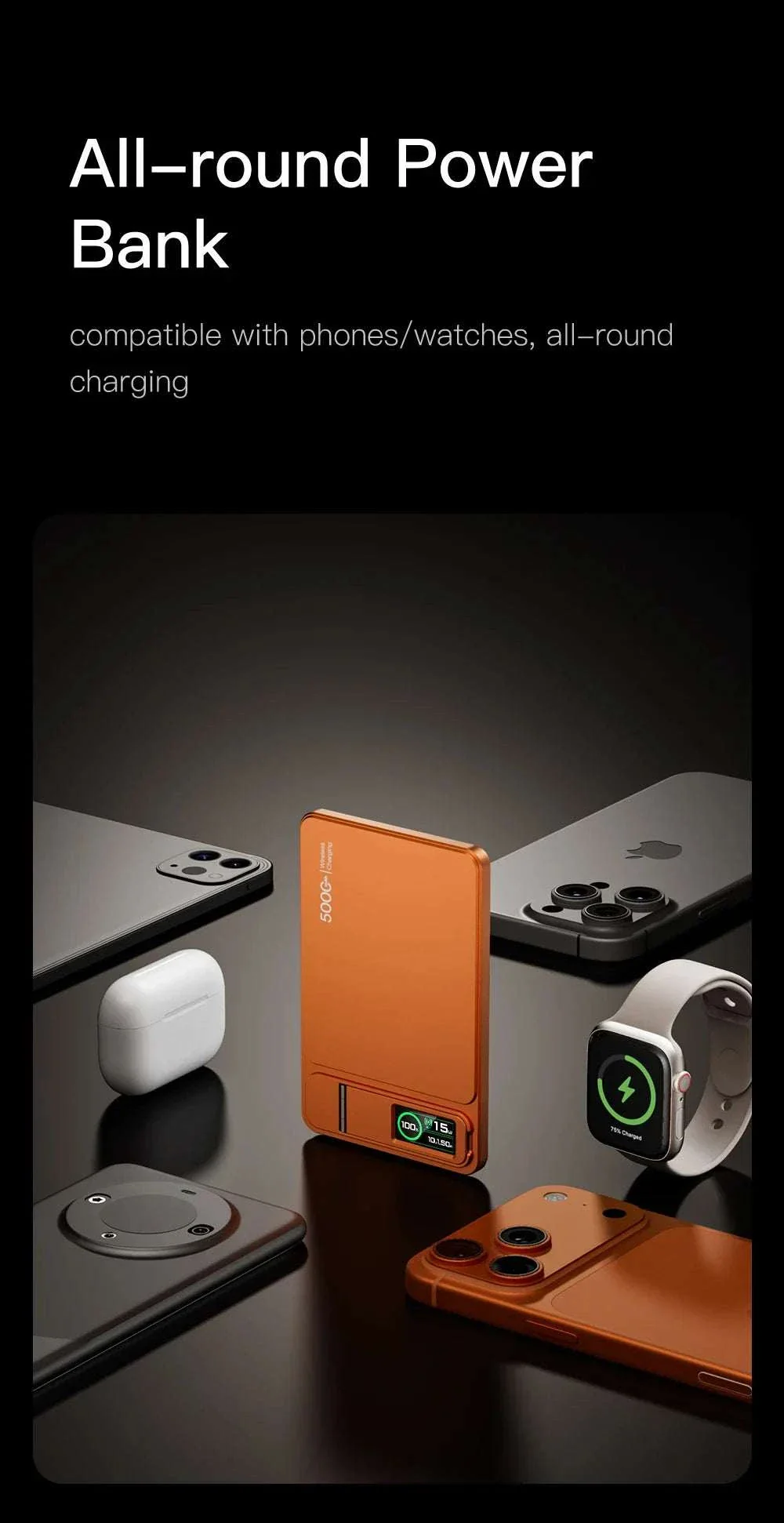 10000mAh Magnetic Wireless Power Bank – 15W MagSafe PD 20W Fast Charging