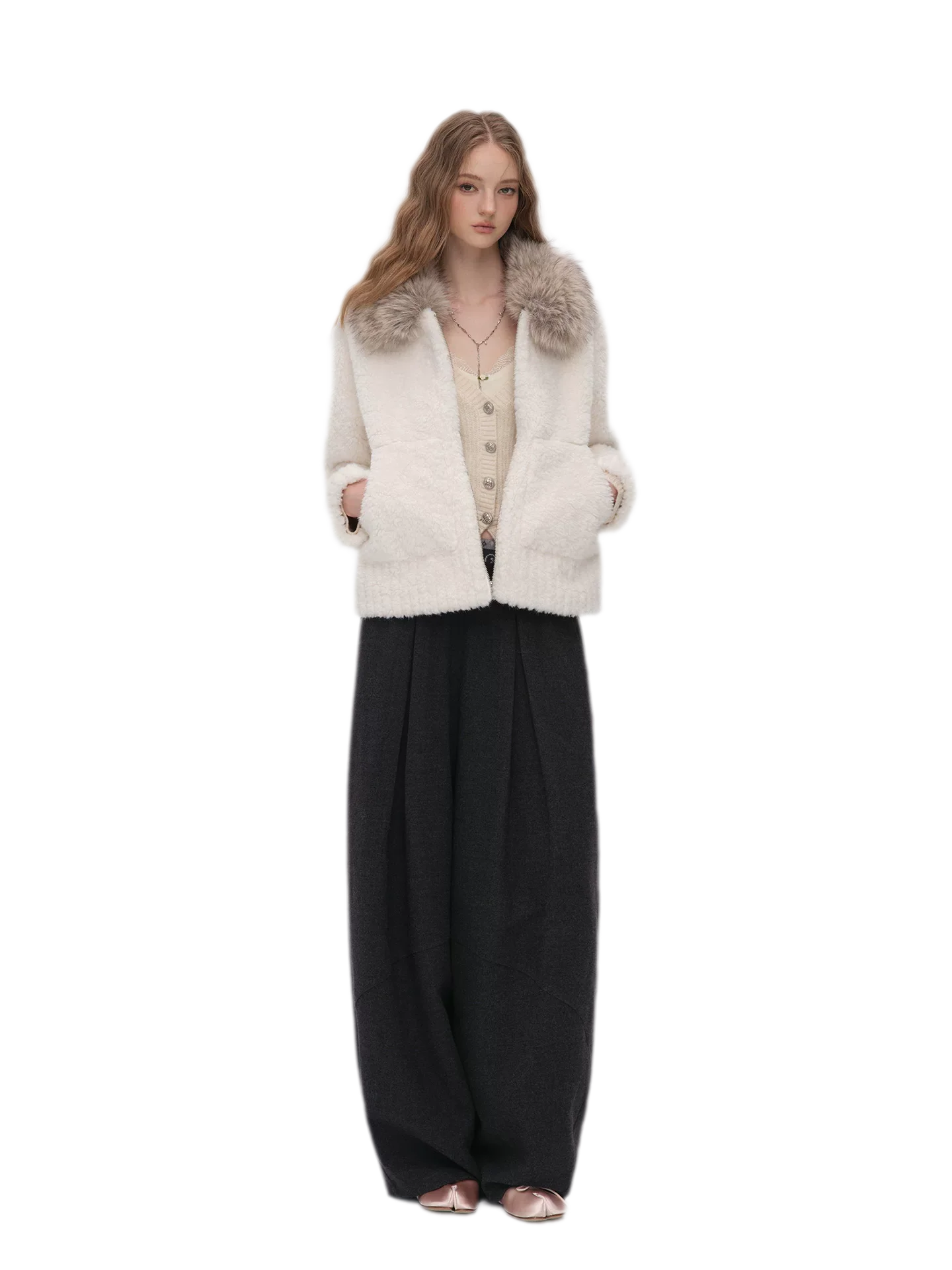 Plush Contrast Collar Jacket