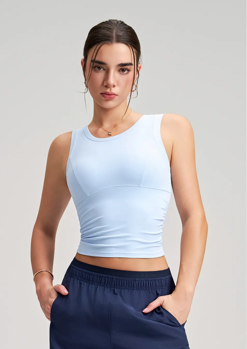 New Style Ruched Waist Slim-fit Yoga Fitness Vest