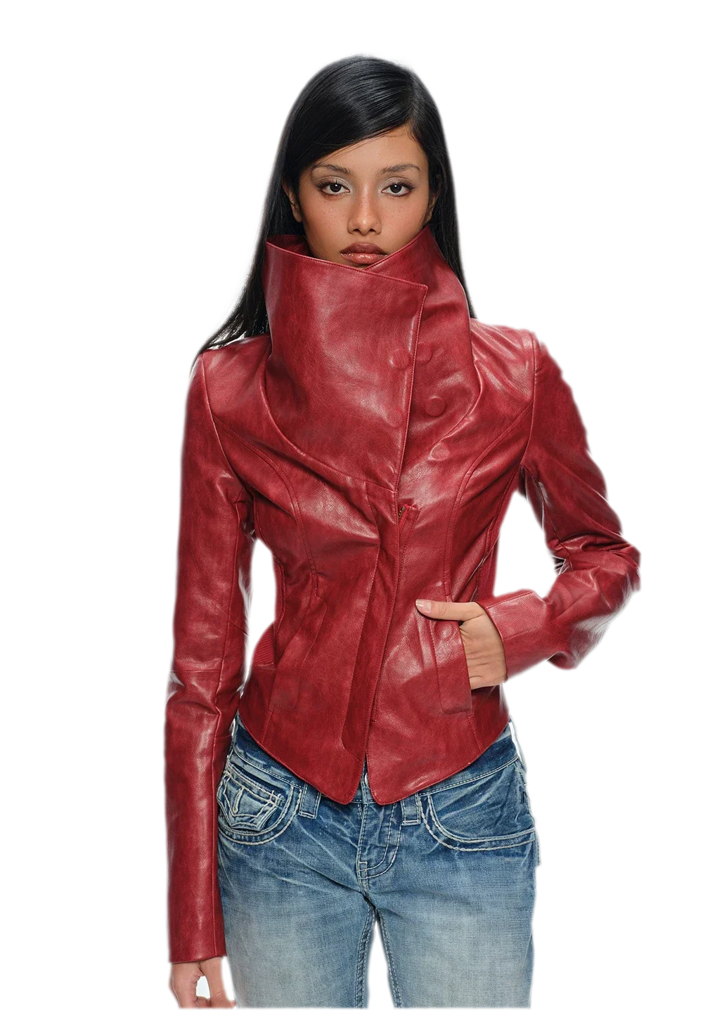 Magnetic Buckle Cropped Jacket