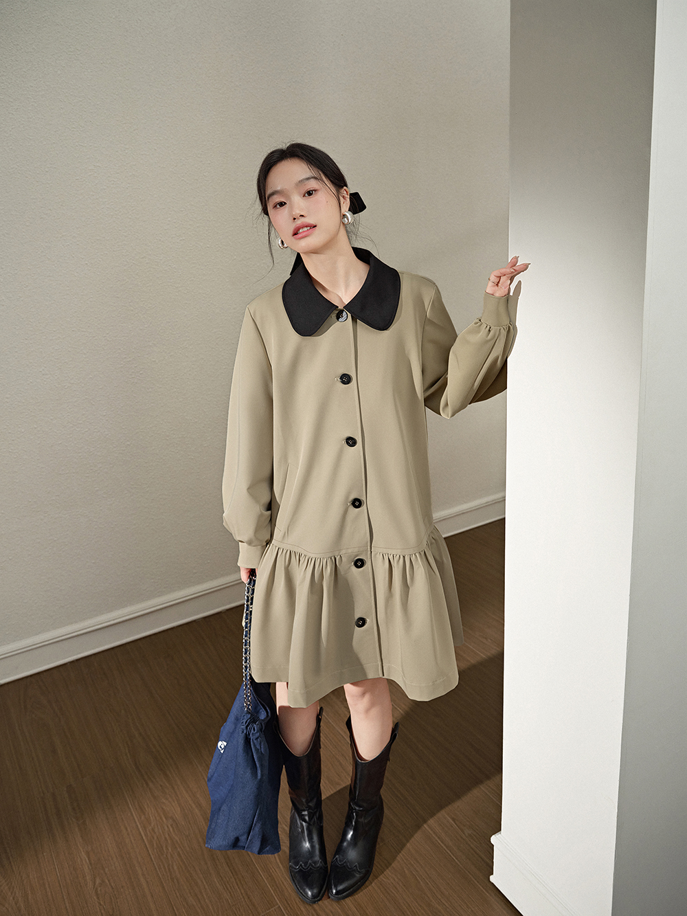 Ruffled Hem Coat