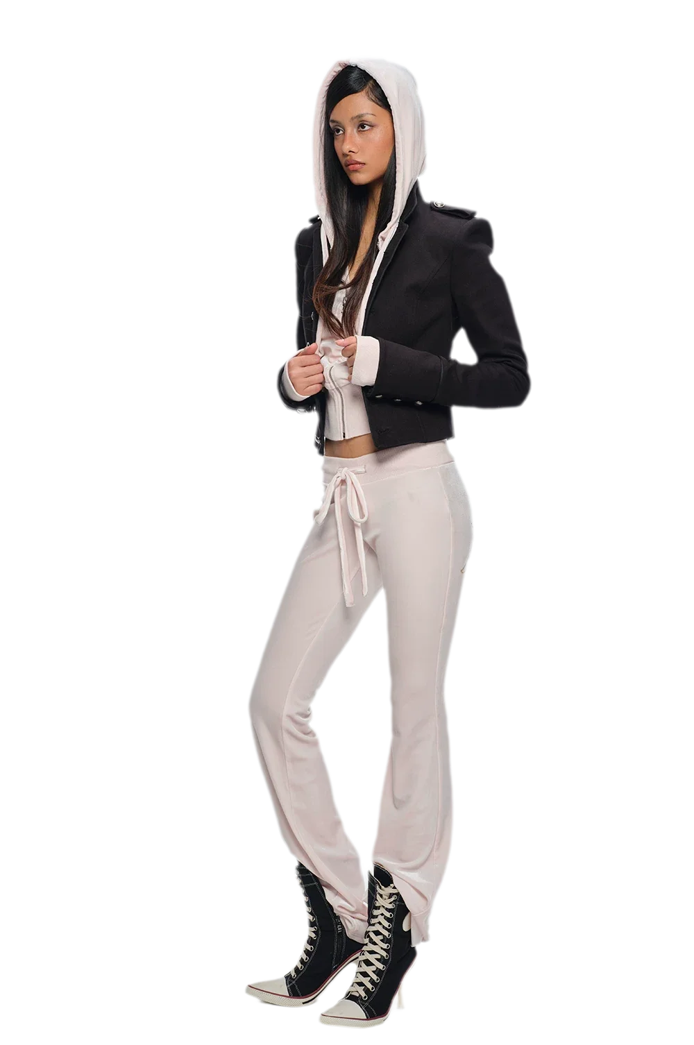 Coated Napoleon Fitted Cropped Jacket