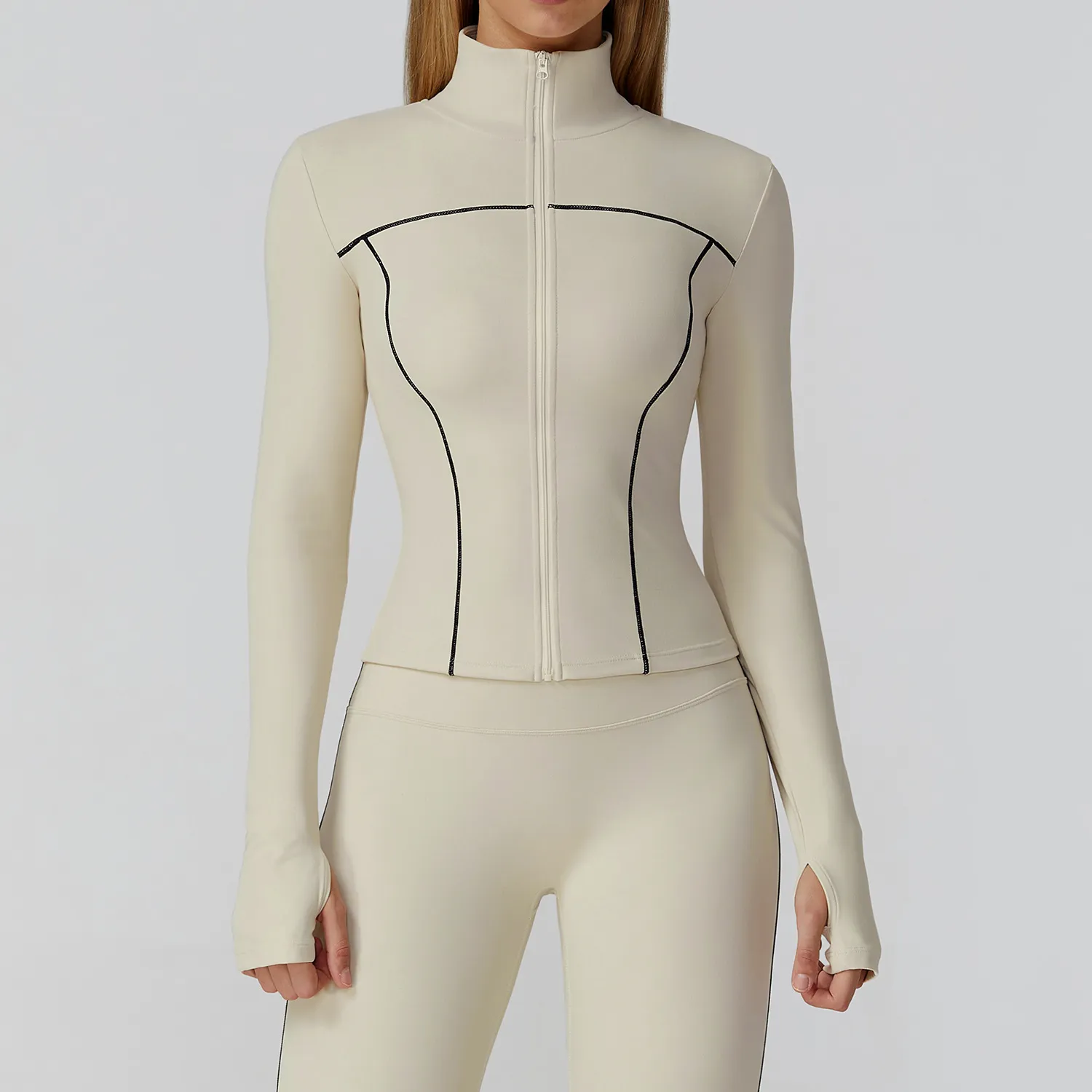 Contrast Color Slim Yoga Jacket